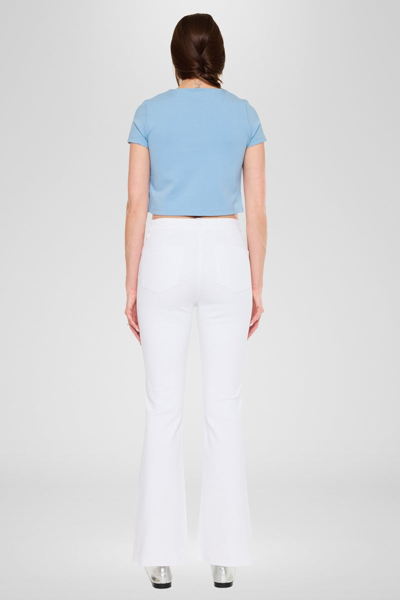 Hawthorne High Rise Flare Jeans for Women - Petite Fit, Comfortable Stretch Denim Pants for Casual Wear & Everyday Outfits