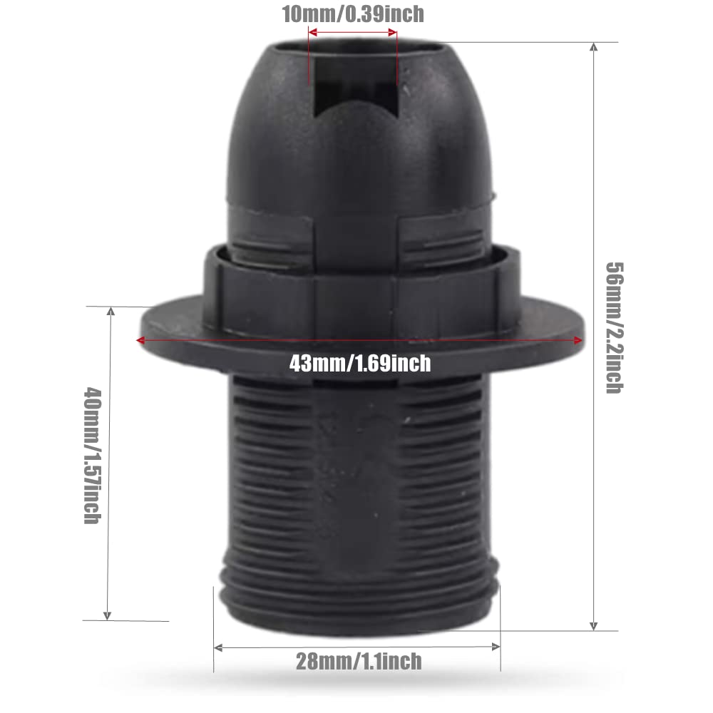 GOWEILE 10Pcs E14 Lamp Holder - Plastic Edison Screw Socket for Pendant Lights (Black/White)