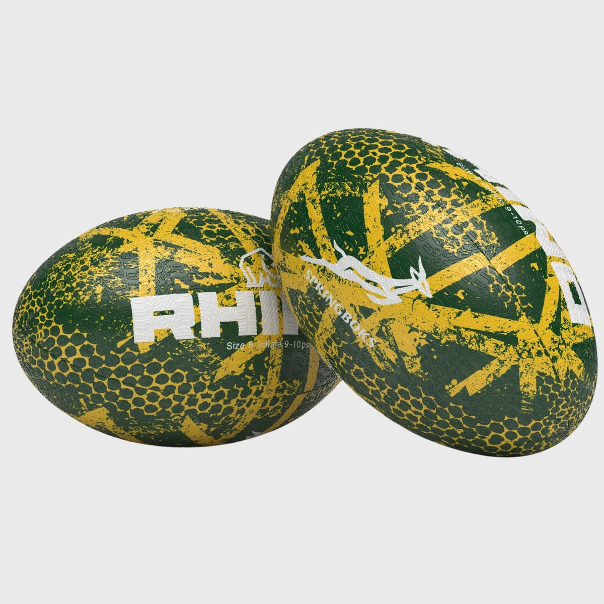 Rhino Springboks Graffiti Rugby Ball - Green Official Size Rugby Ball for Training & Matches - Perfect for Rugby Practice, Games, and Sports Gifts
