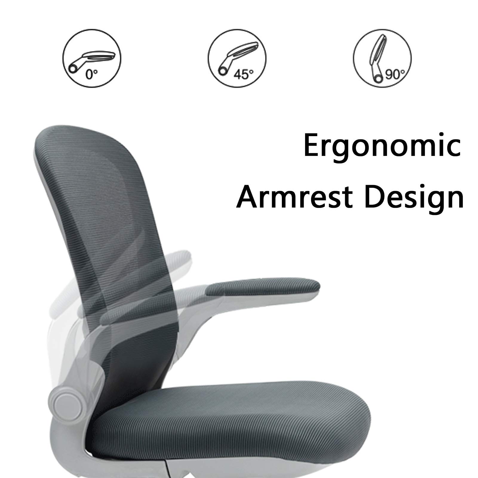 Ergonomic Swivel Office Chair - Adjustable Mid Back Mesh Computer Desk Chair with Armrests & Silent Casters for Home & Workspace | Comfortable Rolling Chair for Long Hours of Work, Gaming & Study