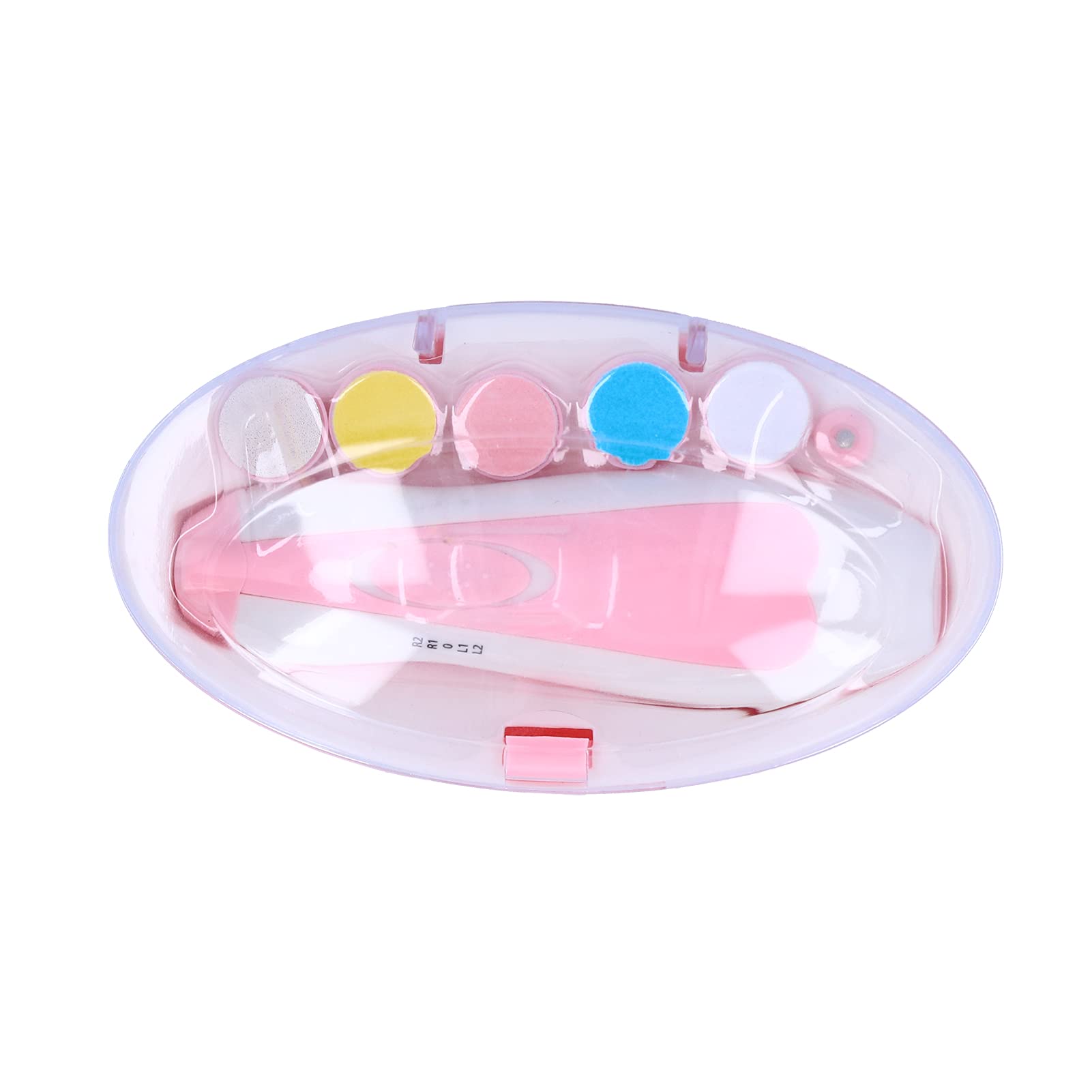 EXCLUZO Baby Nail Grinder - Electric Nail File Kit with LED Light & 6 Polishing Heads - Safe Baby Nail Trimmer for Newborns & Toddlers 0-3 Years (Pink) - Perfect for Gentle At-Home Baby Care & Travel Manicures