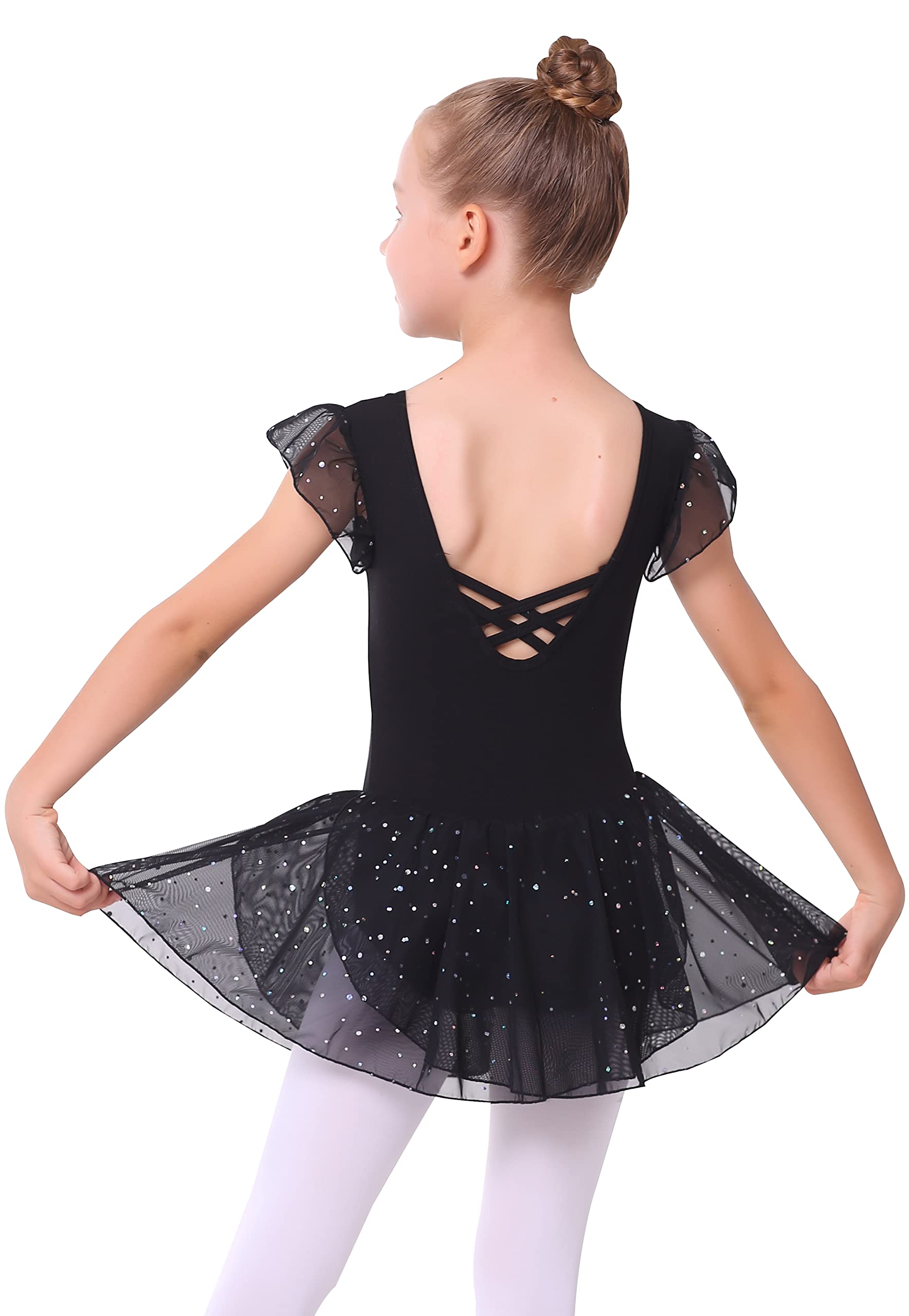 Mecceos Girls Ballet Leotards - Toddler Dance Leotard with Short/Long Sleeve & Skirt - Ballerina Outfit for Dance Class, Recital & Performance - Soft Stretch Fabric for Comfortable Movement