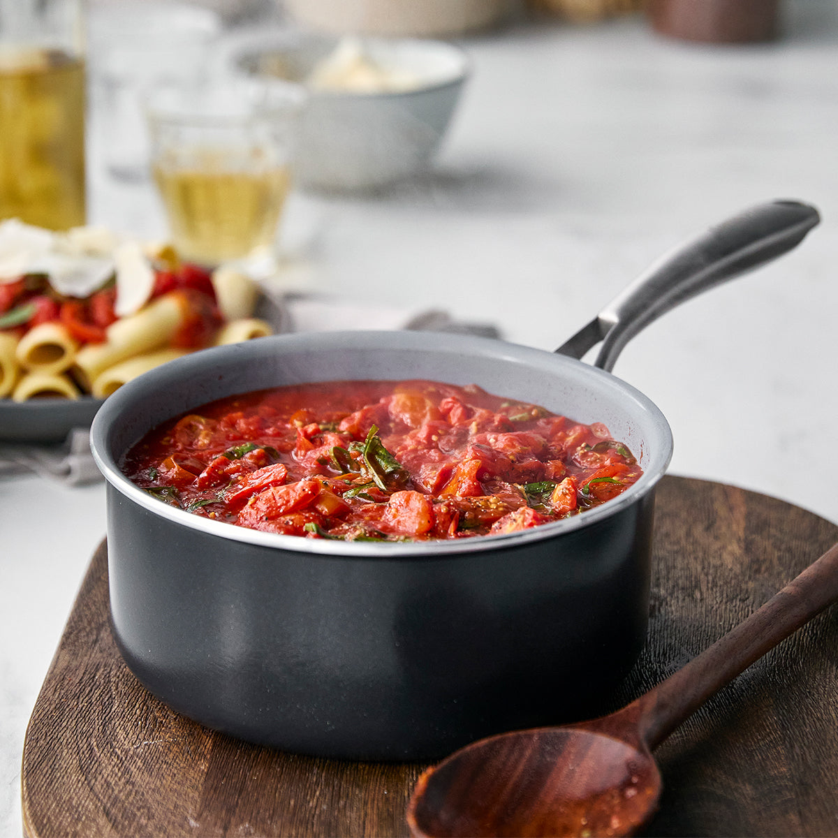 Premium Swift Ceramic Nonstick Saucepan Set - 1 Quart & 2 Quart Pots for Cooking, Boiling & Simmering | Healthy Eco-Friendly Kitchen Cookware for Pasta, Soup & Sauces