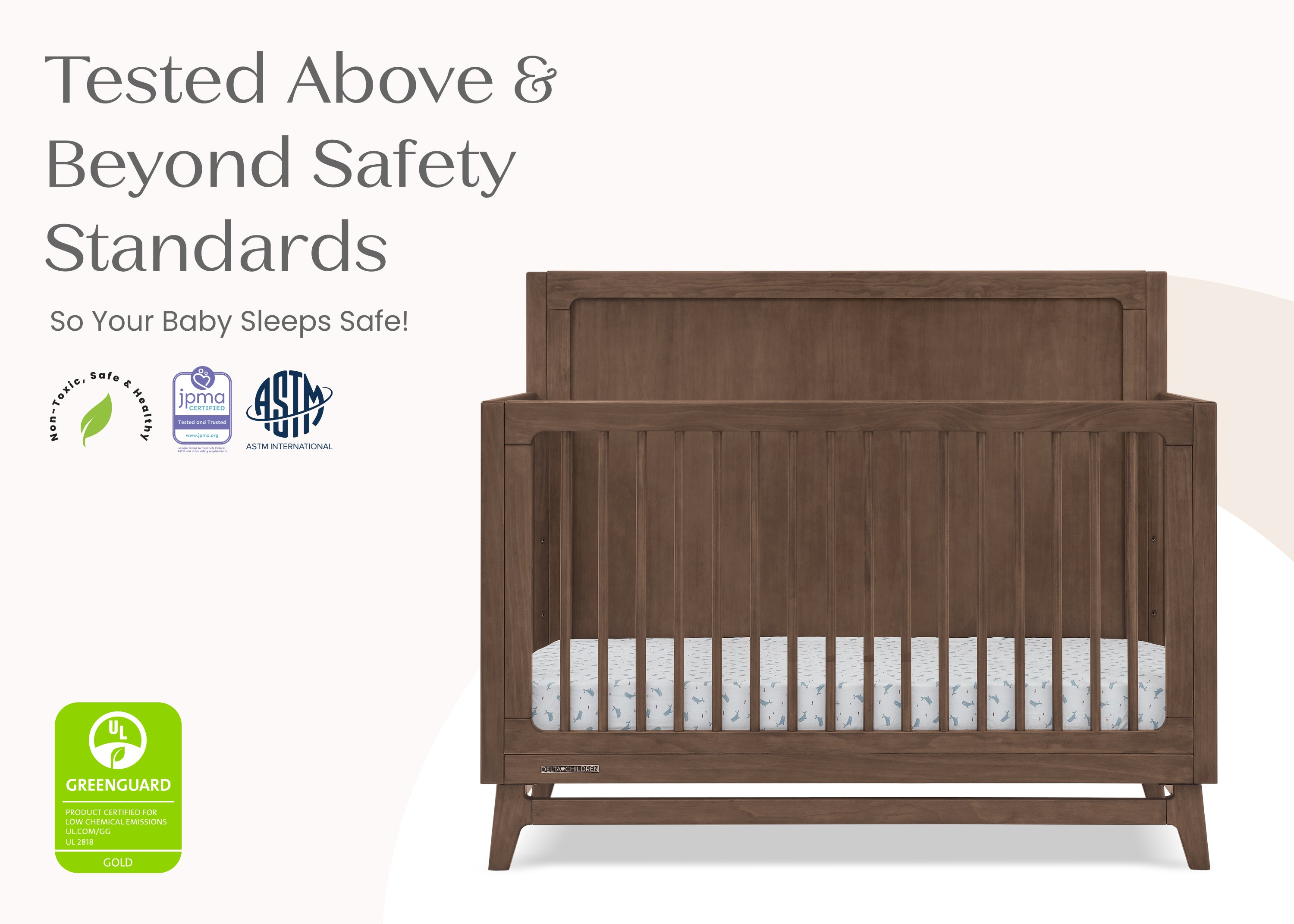 Convertible 6-in-1 Baby Crib by Spencer - Nursery Furniture That Grows with Your Child from Newborn to Toddler Bed