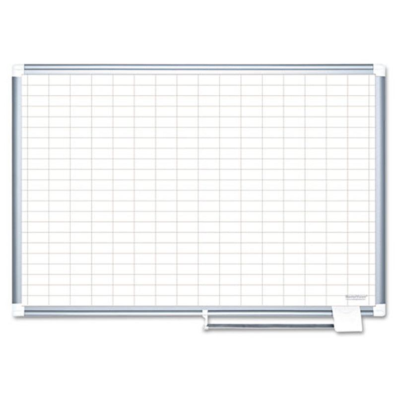Magnetic Porcelain Dry Erase Board with 1x2 Grid - 36x24 Inch Whiteboard with Aluminum Frame for Office, Classroom & Home Organization