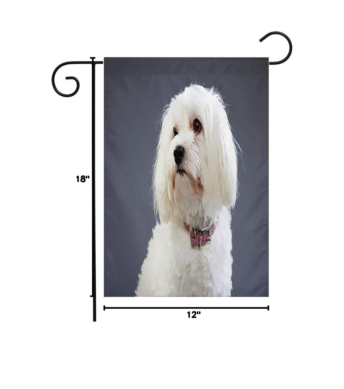 Black and White Maltese Dog Garden Flag - Adorable Breed Seasonal Decor for Patio, Lawn & Outdoor Home - 12x18 Inch - Perfect Gift for Dog Lovers & Pet Owners