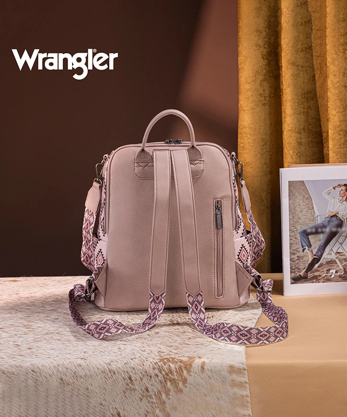 Wrangler Aztec Print Canvas Backpack for School, Travel & Outdoor Adventures - Durable & Stylish Daypack for Men & Women