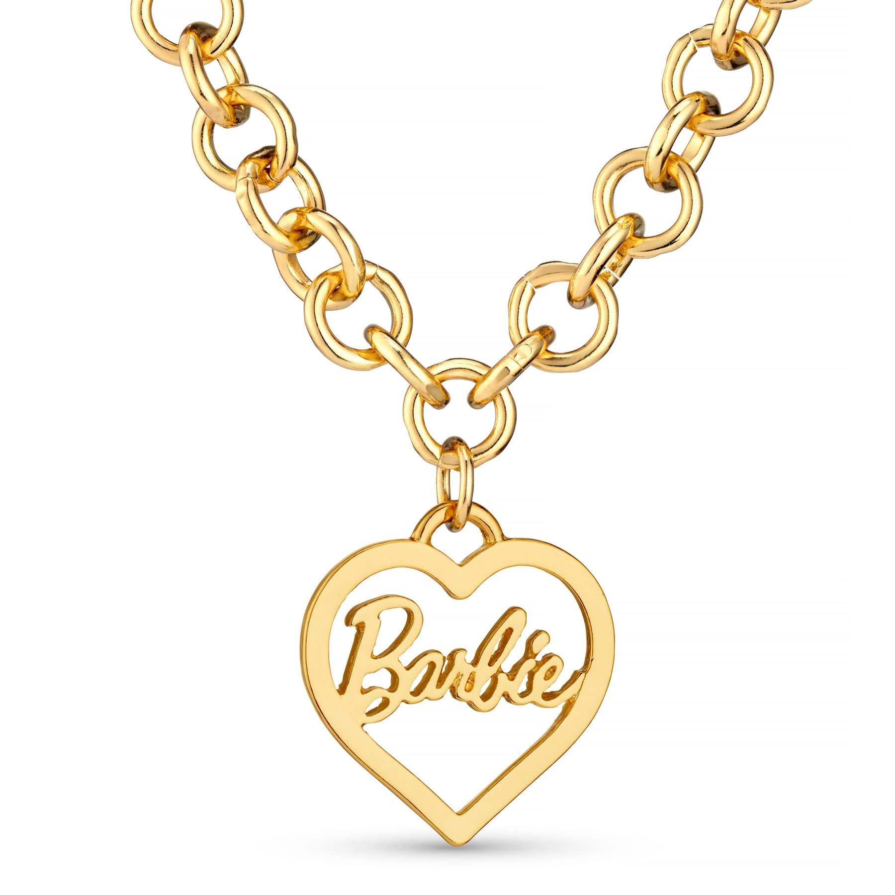Barbie Round Link Heart Necklace - Elegant Gold Plated Jewelry for Women & Girls | Perfect Gift for Birthdays, Valentine's Day & Special Occasions