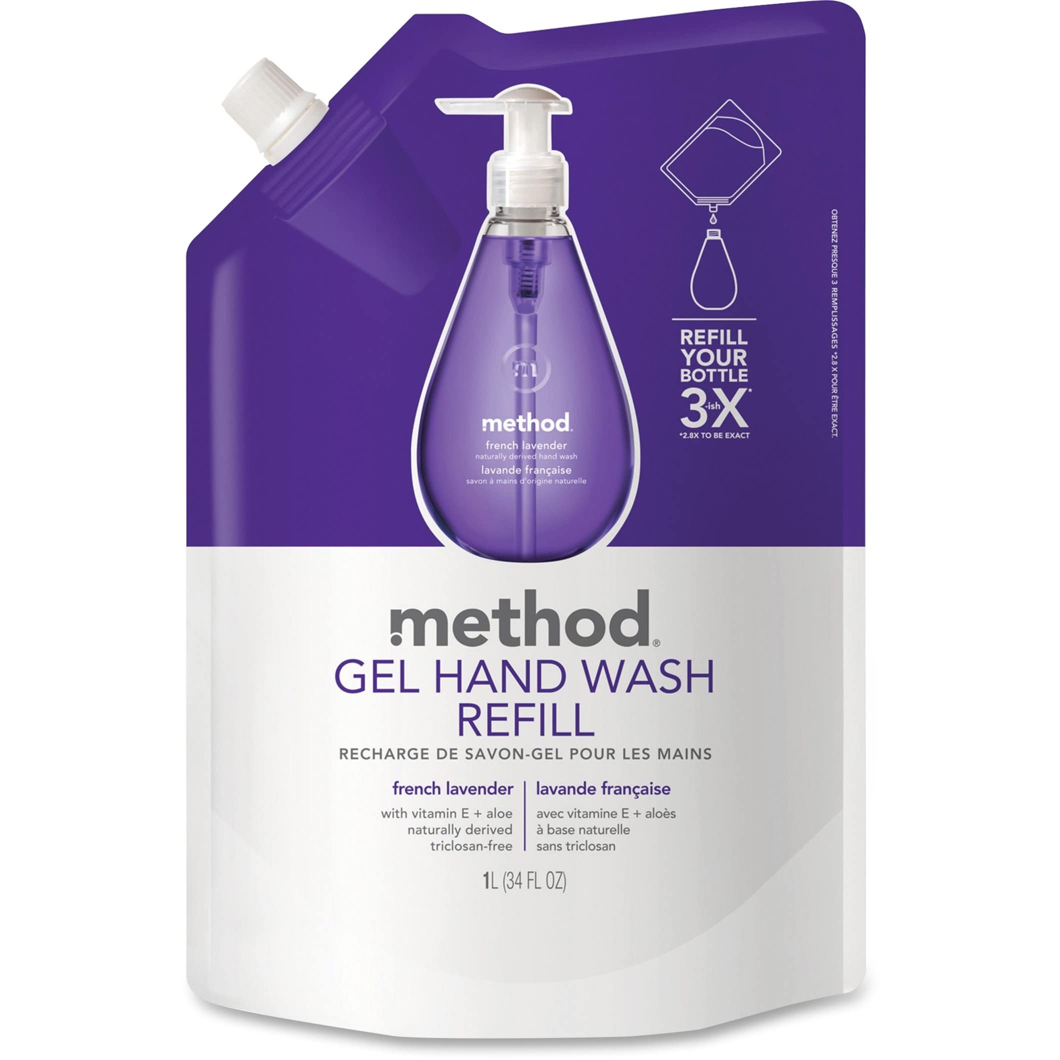 Method Gel Hand Soap Refill - French Lavender Scent, 34oz | Eco-Friendly Liquid Soap for Kitchen, Bathroom & Office | Plant-Based & Cruelty-Free