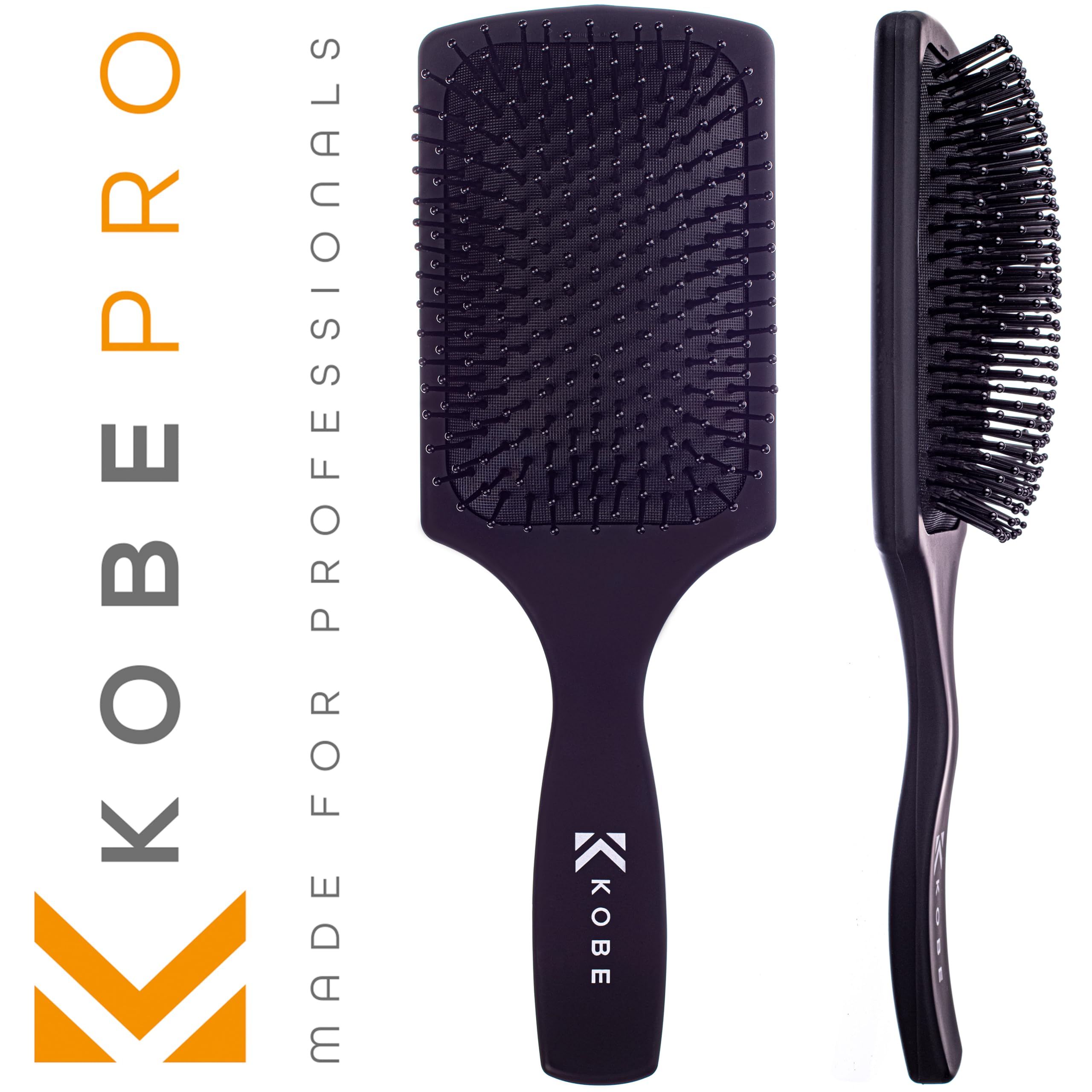 Kobe Professional Hair Brush for Curly Hair - Detangling Paddle Brush for Wet & Dry Hair - Soft Bristles with Cushion Base - Perfect for Styling, Smoothing & Reducing Breakage (Great for Home Use, Salons & Travel)