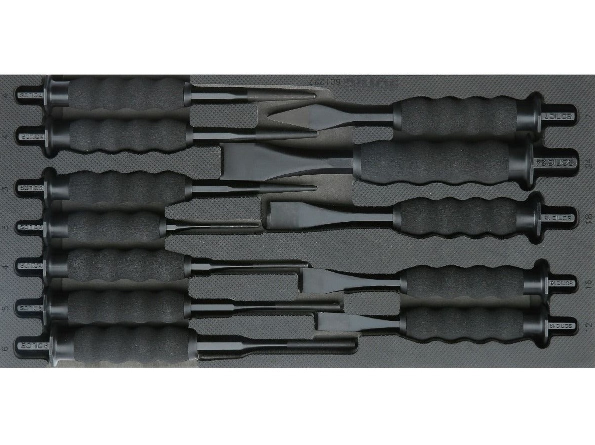 Premium 12-Piece Sonic Foam System Gripped Chisel & Punch Set - 1/3