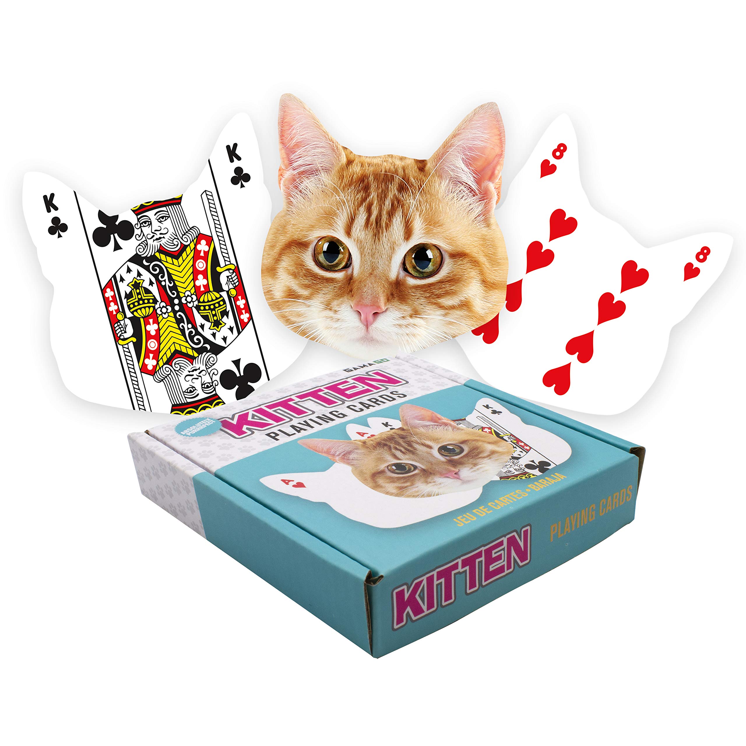 GAMAGO Kitten Playing Cards - Unique Cat-Shaped Deck for Poker, Blackjack & Fun Game Nights - Perfect Gift for Cat Lovers, Birthday Parties, Stocking Stuffers & White Elephant Exchanges - Vibrant Multicolor Design (3 Inches) - Great for Family Gatherings, Travel Games & Themed Parties