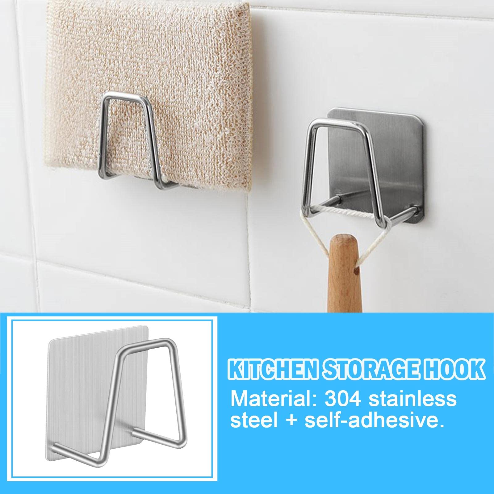 Stainless Steel Sponge Holder for Kitchen Sink - Self-Adhesive Wall Mounted Sponge & Scrubber Organizer with Drain Drying Rack | Perfect for Keeping Kitchen Sink Area Clean and Organized