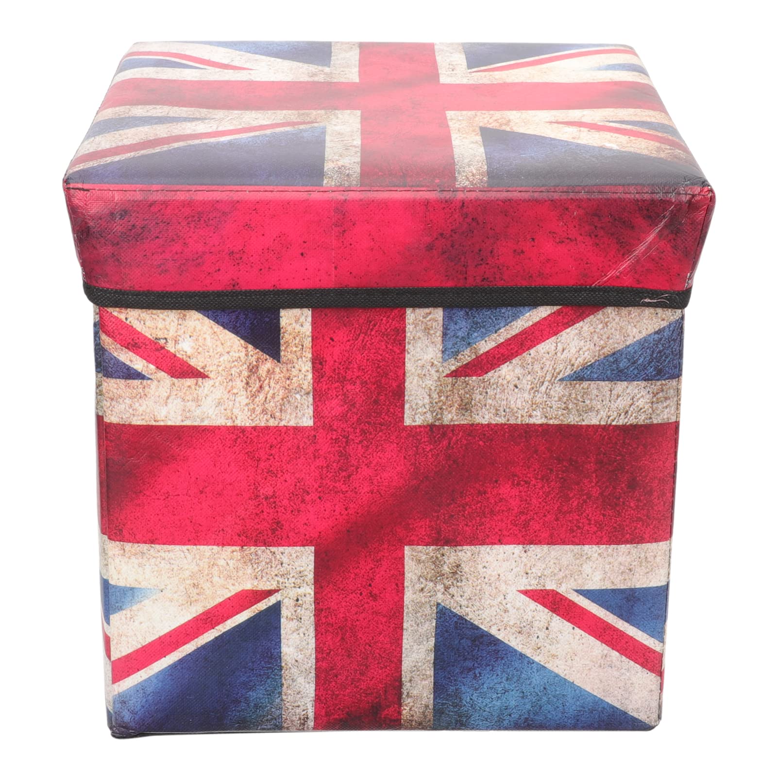 British Flag Storage Stool - Foldable Ottoman for Living Room & Bedroom | Clothes Organizer & Seat