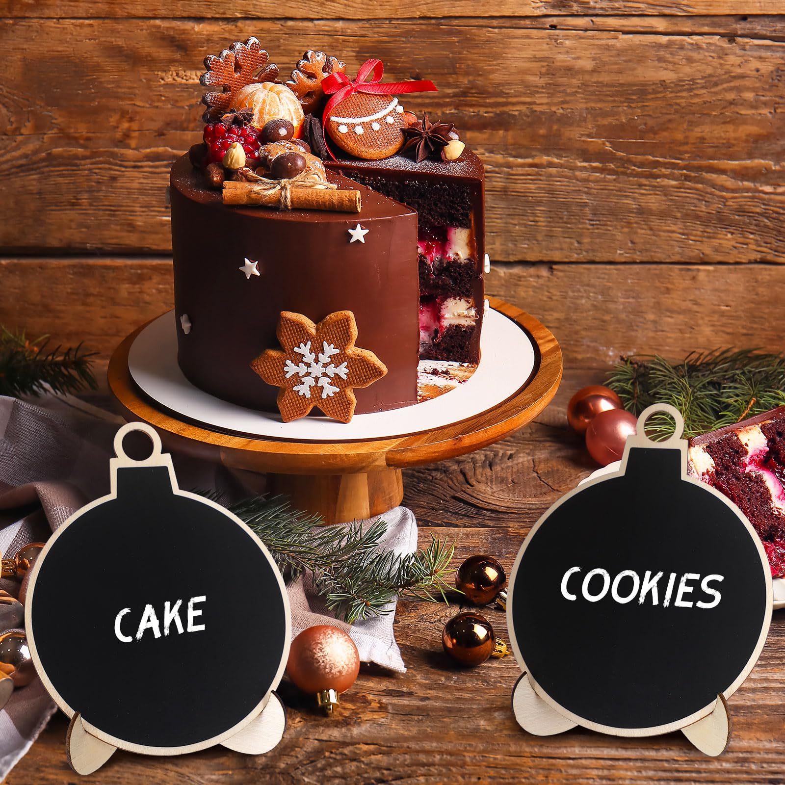 20 Pack Mini Chalkboard Signs with Stand - 3.94x3.94 Inch Wooden Blackboard & Chalk Marker for Christmas, Weddings, Parties - Perfect for Food Labels, Table Numbers, Welcome Signs & Holiday Decorations