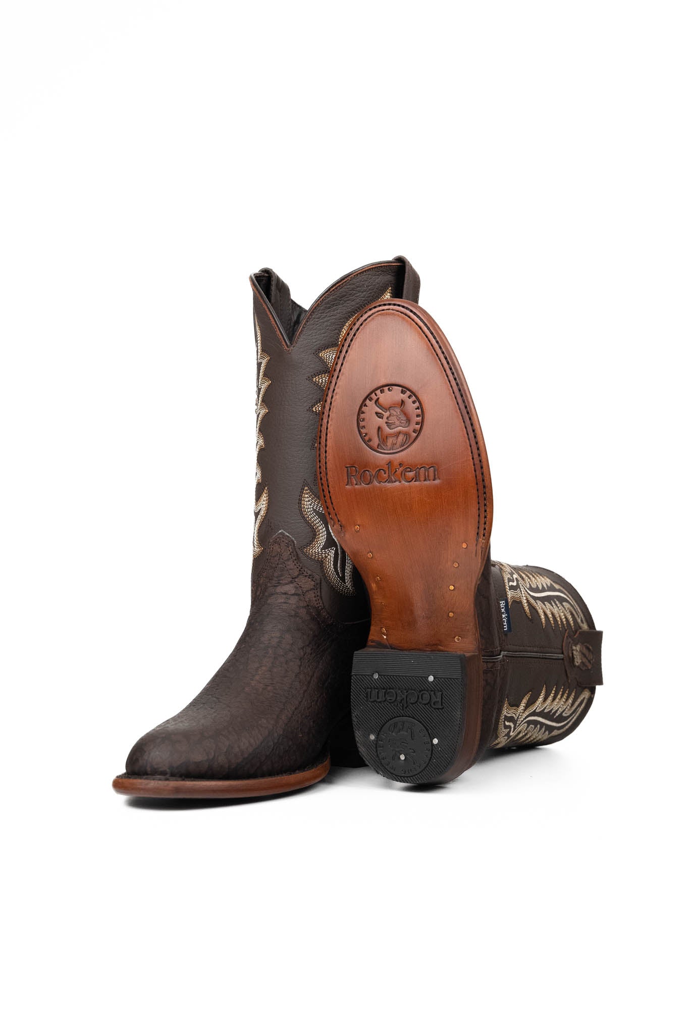 Midland Bull Neck Round Toe Cowboy Boots for Men - Western Style Leather Work Boots with Comfortable Fit - Perfect for Rodeo, Ranch Work & Country Fashion