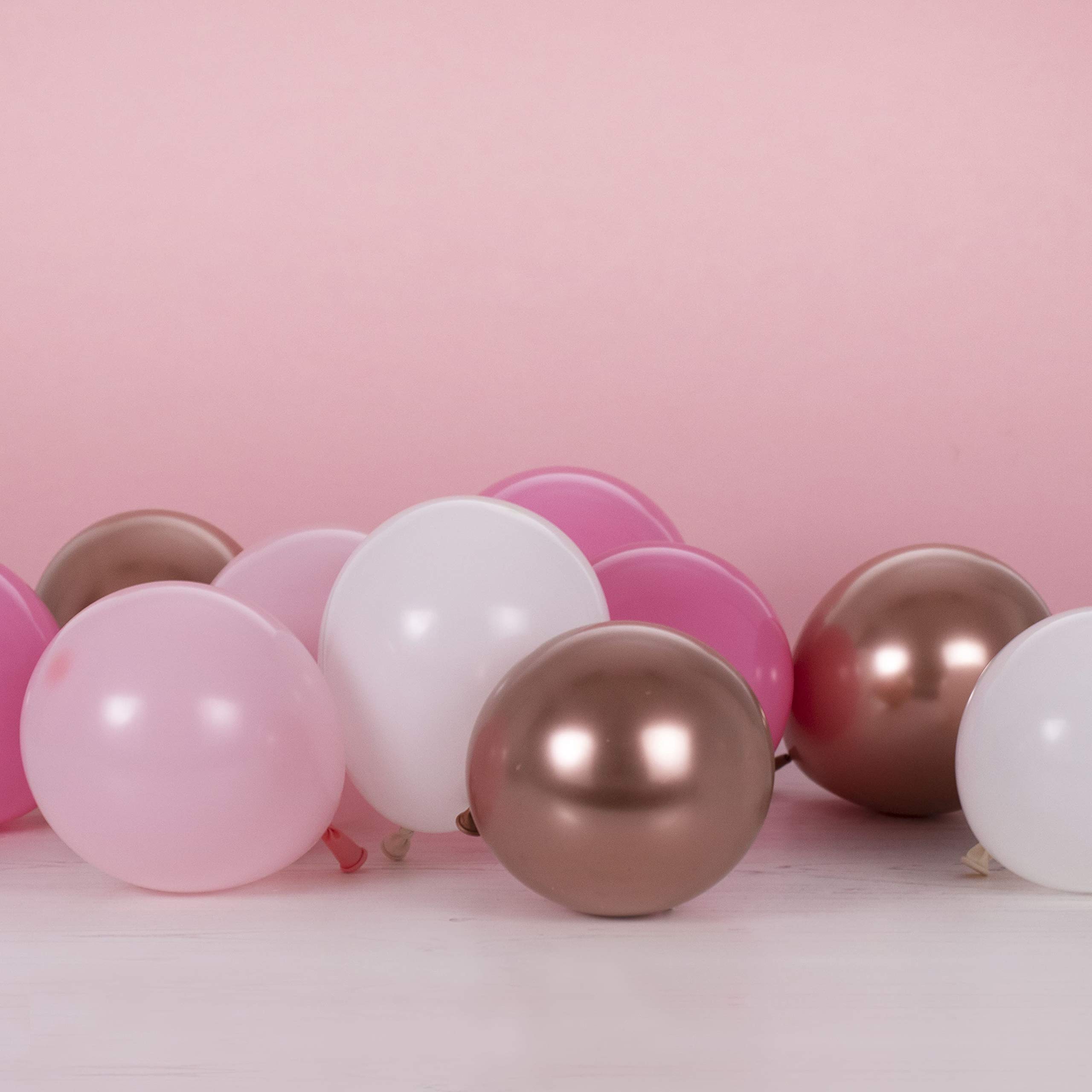 Ginger Ray 5 Inch Blush Pink & Rose Gold Chrome Party Balloons - 40 Pack | Elegant Wedding, Baby Shower & Birthday Party Decorations