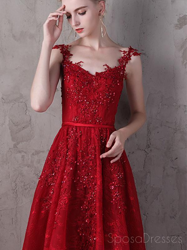 Elegant Dark Red A-Line V-Neck Long Prom Dress with Lace Straps | Formal Evening Party Gown for Homecoming, Prom Night & Special Occasions