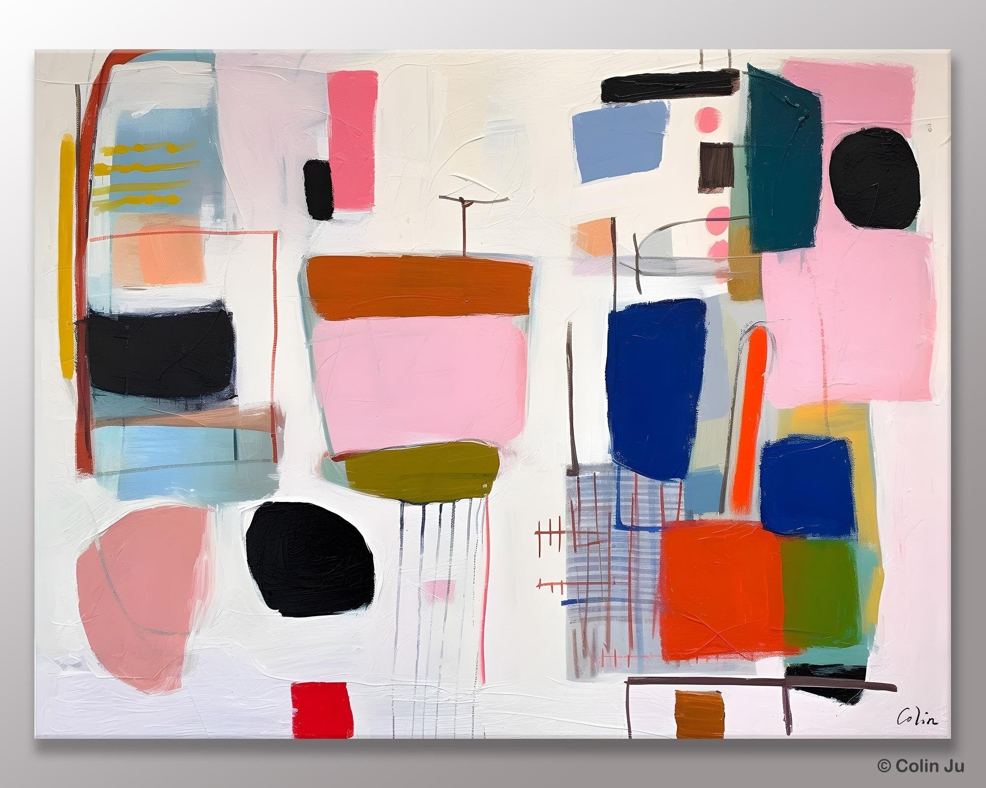 Original Modern Abstract Acrylic Painting on Canvas - Large Oversized Wall Art for Bedroom Decor | Contemporary Home & Office Wall Decor