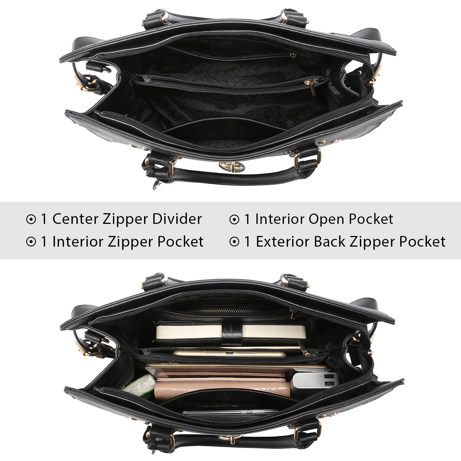 Stylish Women's Handbags & Purses - Fashion Satchel Tote Work Bag with Top Handle & Shoulder Strap + Matching Wristlet - Perfect for Office, Travel & Everyday Use