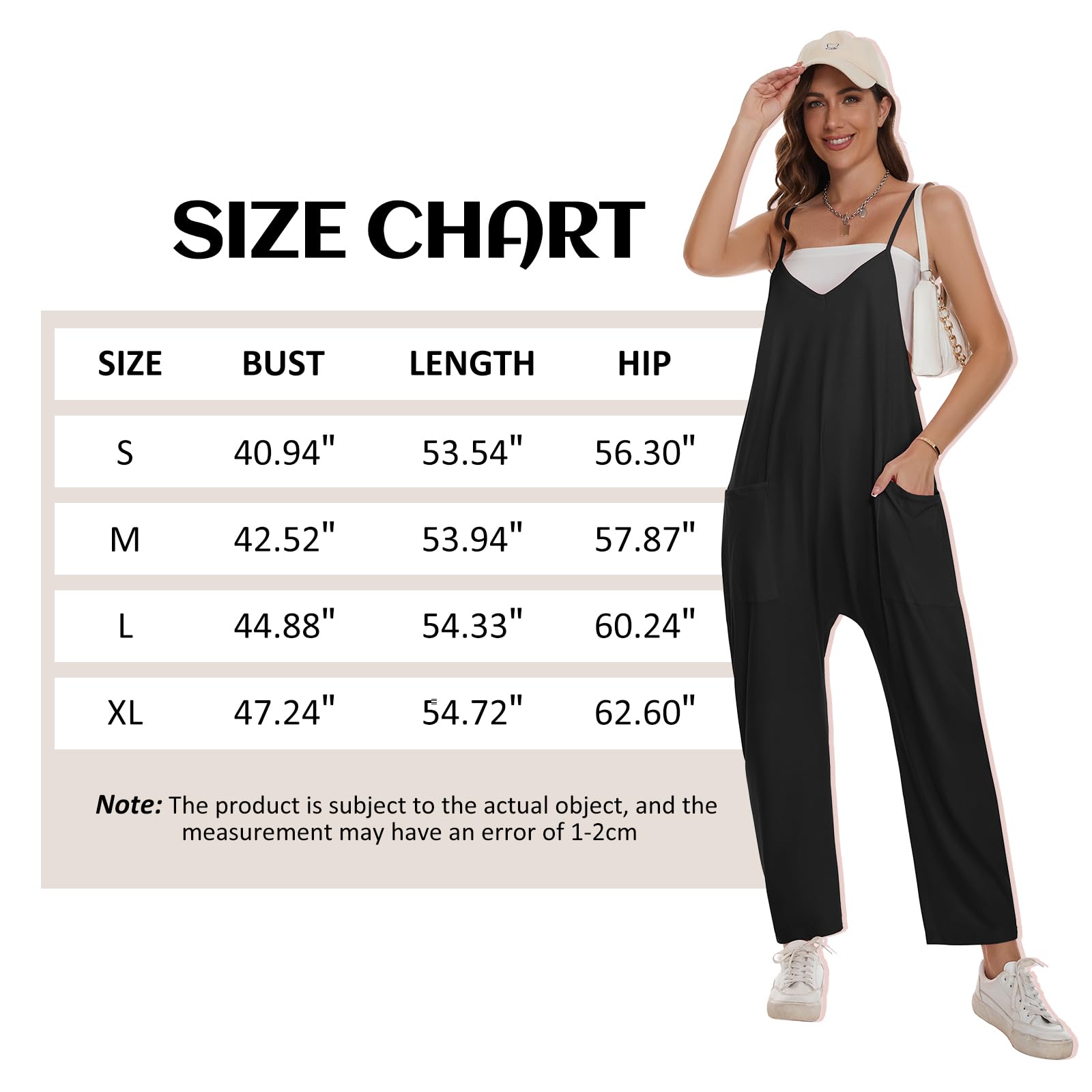 Trendy Women's Sleeveless Jumpsuit with Pockets - Loose Fit Romper & Spaghetti Strap Overalls | Casual Summer Outfit, Beach Wear & Street Style Fashion