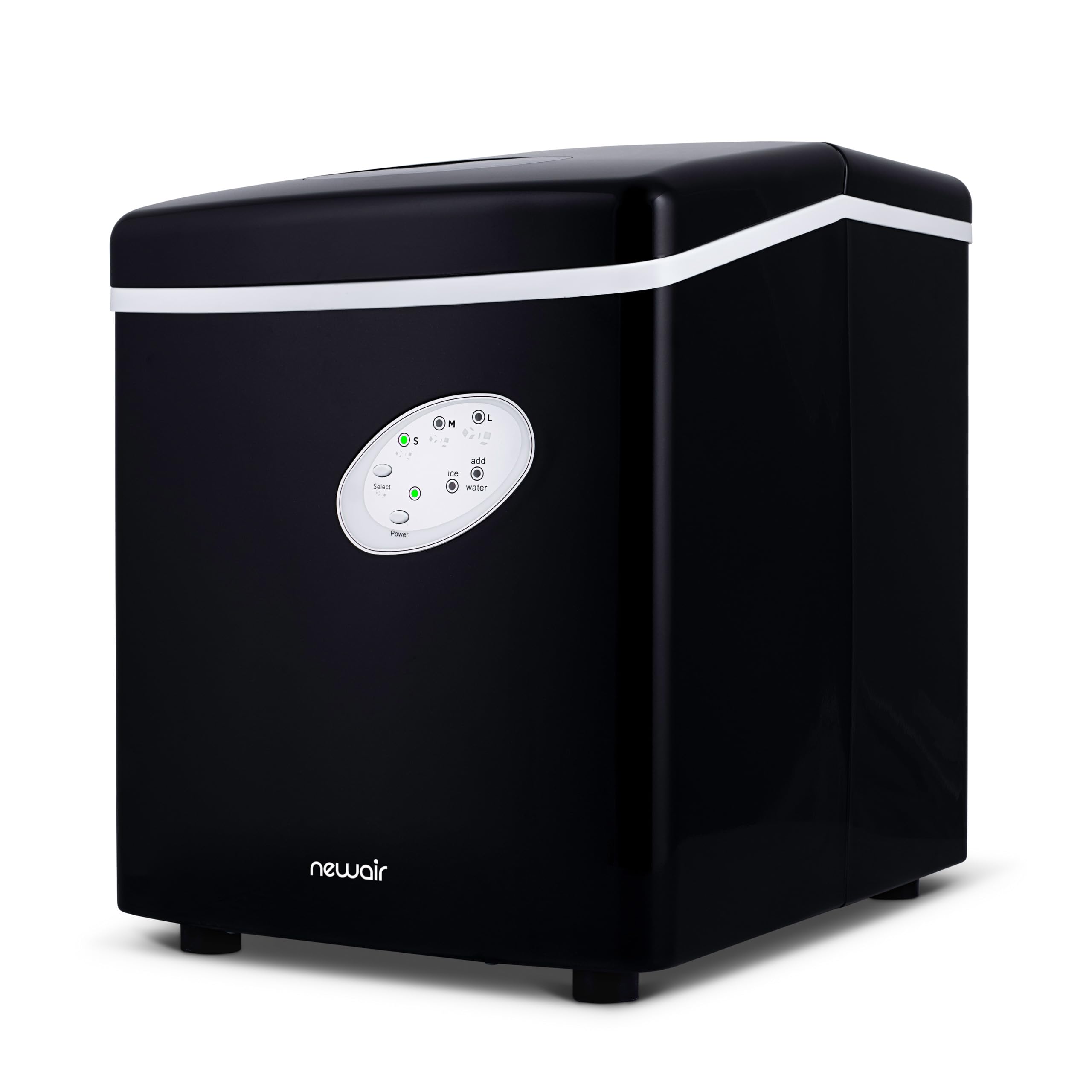 NewAir Black Countertop Ice Maker Machine - Compact Automatic Ice Cube Maker, Makes 28 lbs in 24 Hours, Ready in 6 Minutes - Perfect for Home, Kitchen, Office, Bar, Parties & Outdoor Events