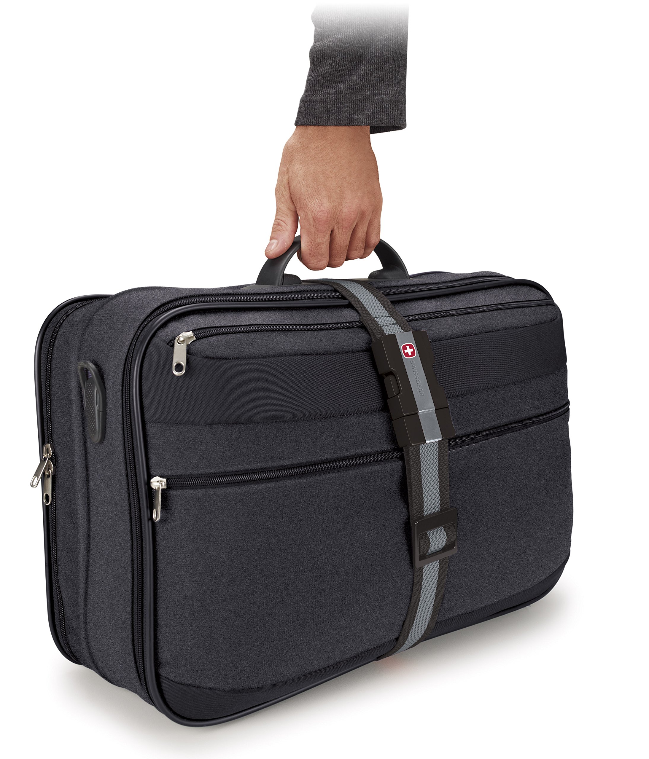SwissGear Adjustable Luggage Strap with Secure Snap-Lock Buckle - Heavy Duty Travel Belt for Suitcases & Bags up to 72 Inches (Black) - Perfect for Airplane Checked Luggage & Train Travel Accessories
