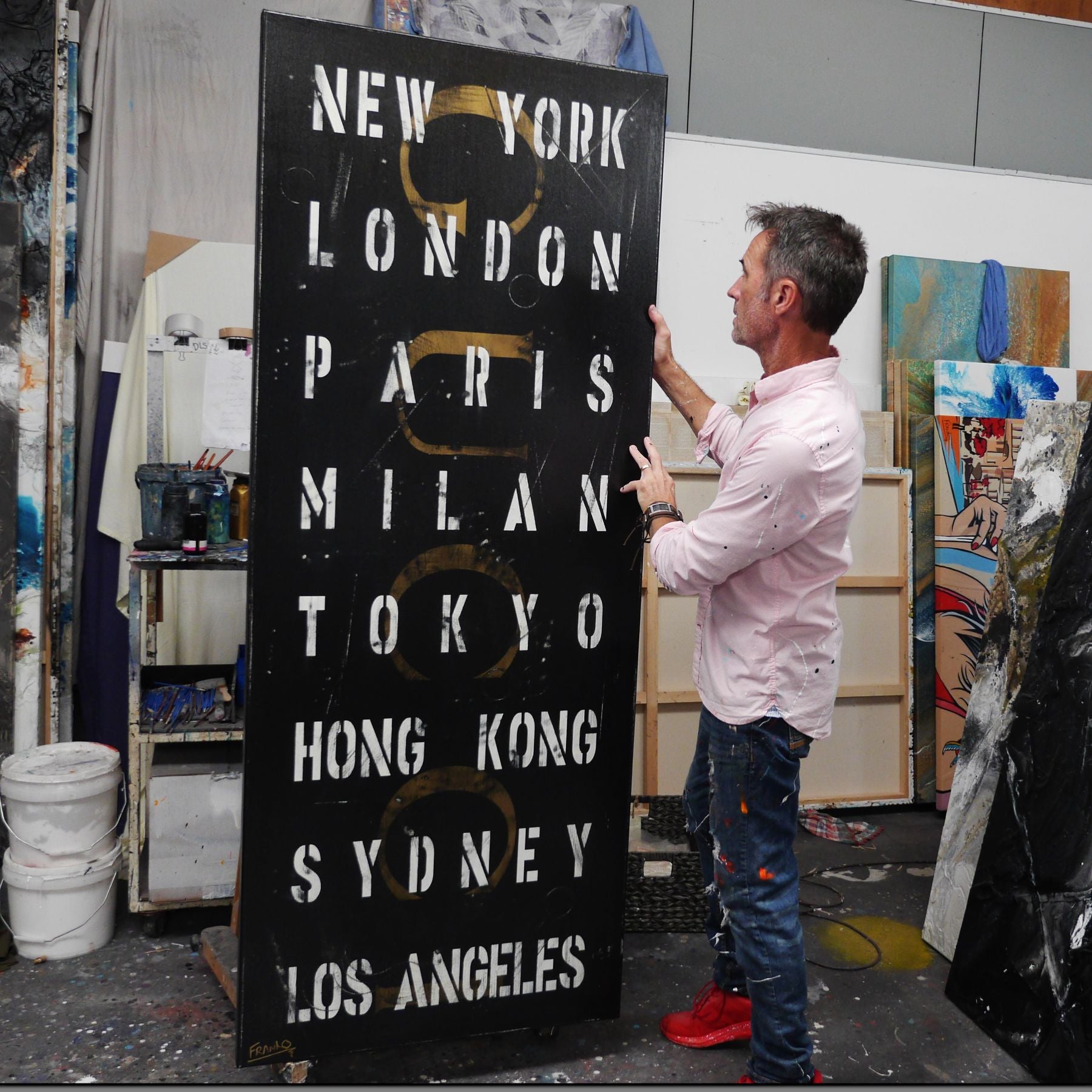 Big City Glam 200cm x 80cm Urban Pop Art Canvas Painting - Modern Wall Decor for Living Room, Bedroom & Office - Fashion Destination Roll Artwork