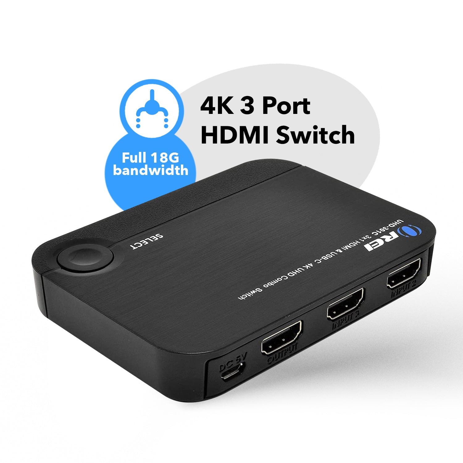 4K 3x1 HDMI Switch with 2 HDMI & USB-C Input - UHD 301C - Seamless 4K UHD Video Switching for Home Theater, Gaming & Office Setup
