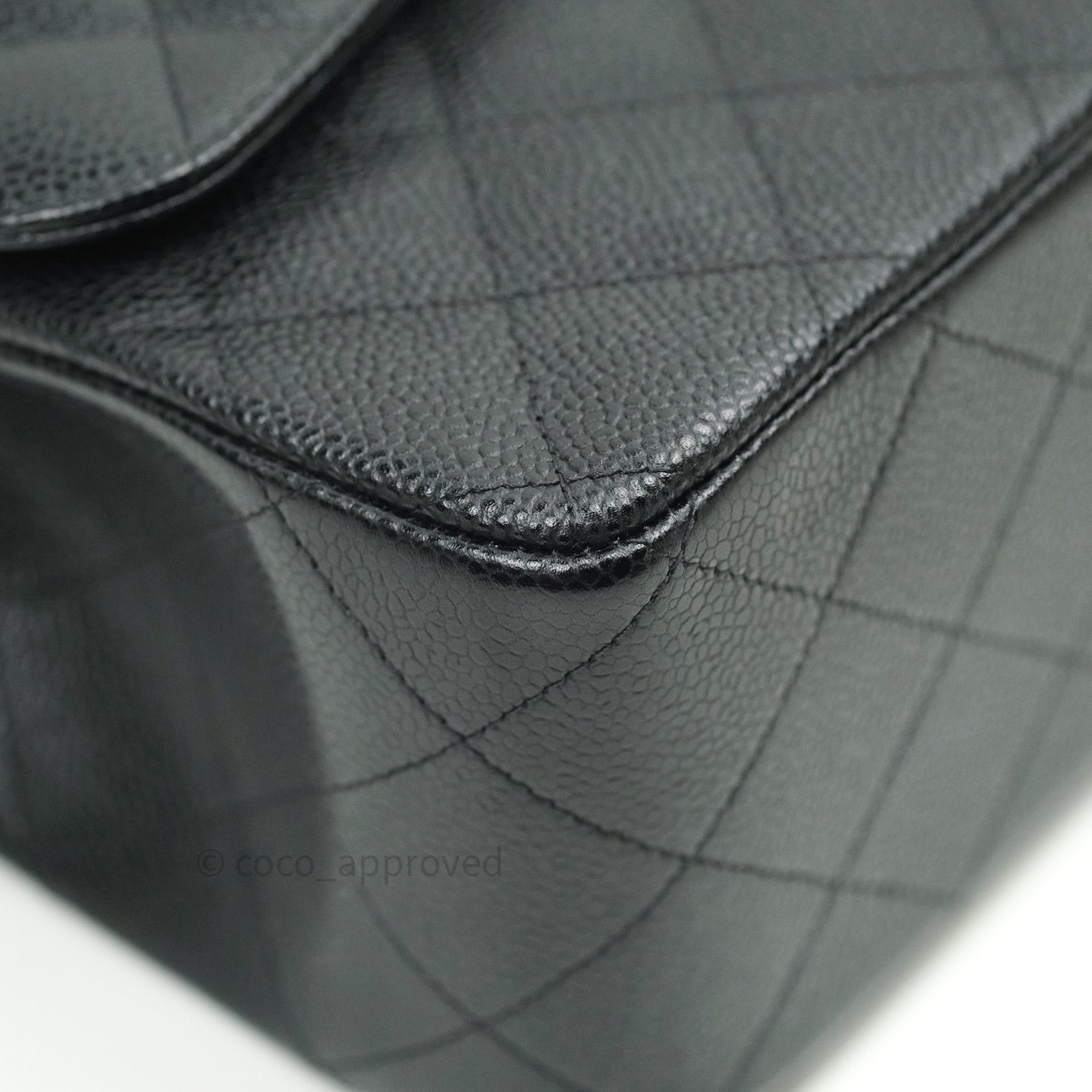 Chanel Classic Jumbo Double Flap Bag in Black Caviar Leather with Silver Hardware | Luxury Designer Handbag for Women | Perfect for Evening Events, Work & Special Occasions