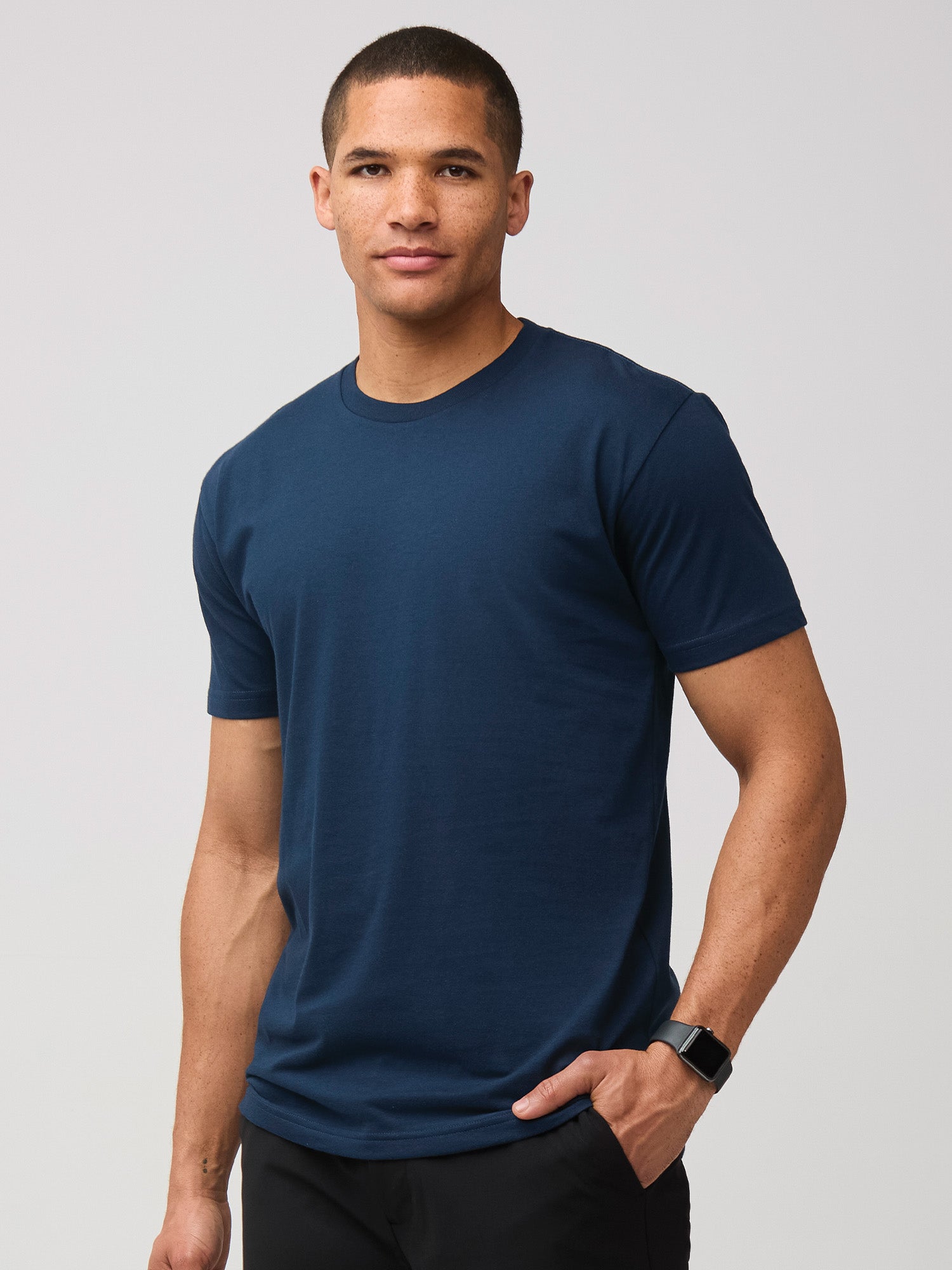 Dark Navy Crew Neck T-Shirt for Men - Comfortable Cotton Casual Tee - Perfect for Everyday Wear, Gym & Outings