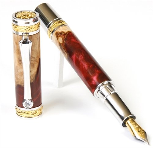 Lanier Majestic Fountain Pen with 22kt Gold Nib - Red Tide Luxury Writing Instrument for Professionals & Collectors - Perfect for Signing Documents, Gifting & Calligraphy