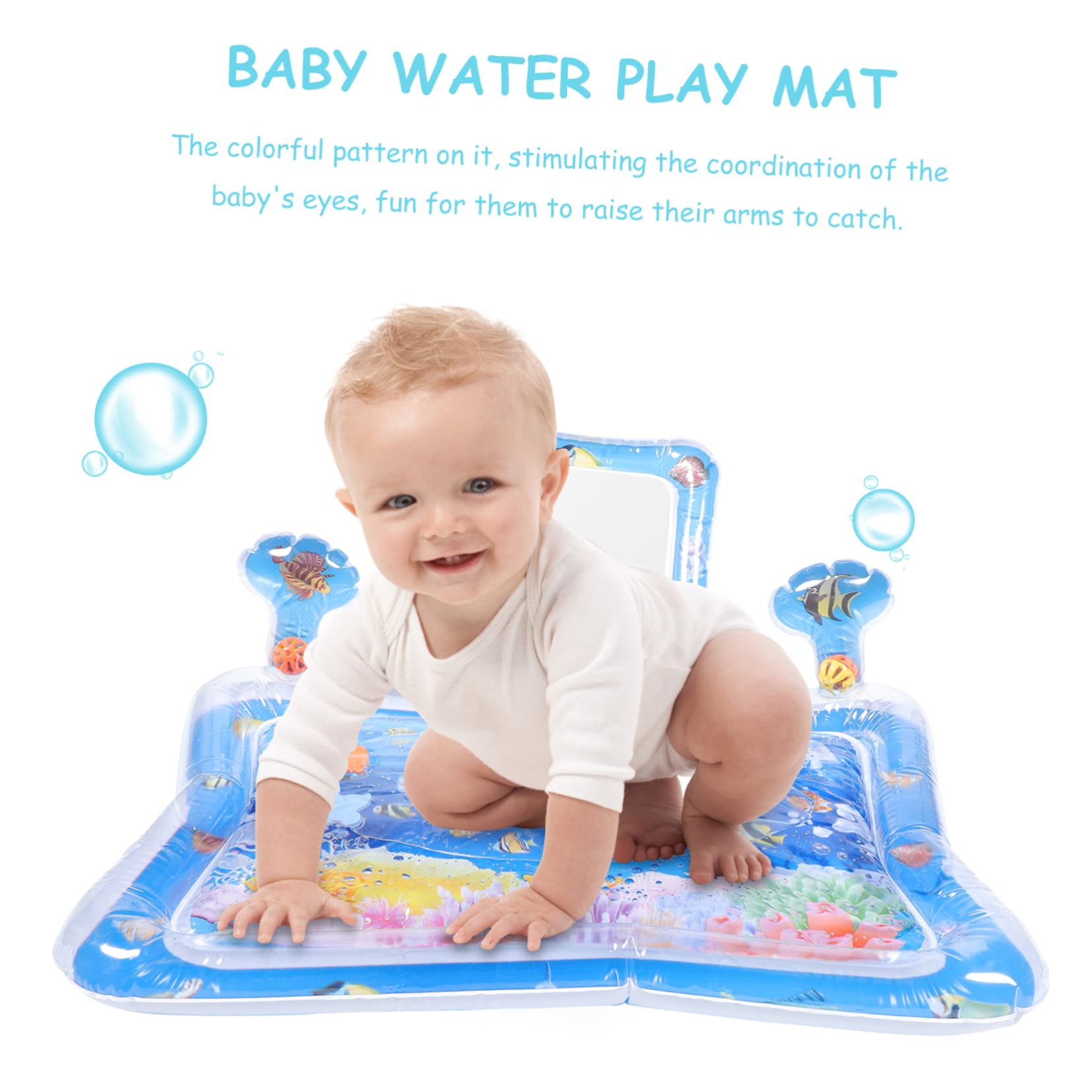 ORFOFE Inflatable Baby Play Mat - Waterproof PVC Tummy Time Activity Pad for Infants & Toddlers - Portable Summer Outdoor/Indoor Playmat for Crawling, Learning & Sensory Development