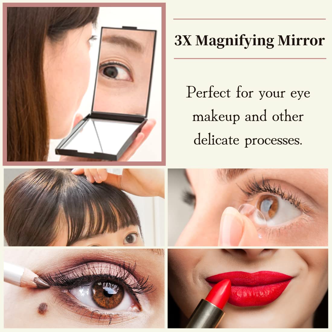 Premium Japanese Maki-e Art Compact Makeup Mirror by HORIUCHI - 2-Sided 1X/3X Magnification, Travel Size, Elegant Gift for Makeup Lovers | Perfect for Home Vanity, Travel Essentials & Luxury Gift Giving