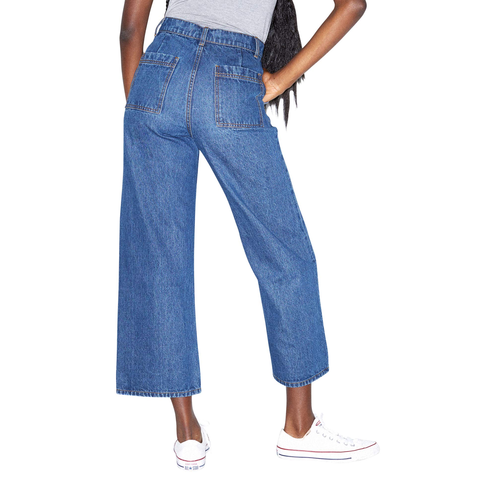 American Apparel Women's High Waisted Wide Leg Crop Jeans - Comfortable Stretch Denim Pants for Casual Wear, Street Style & Summer Outfits