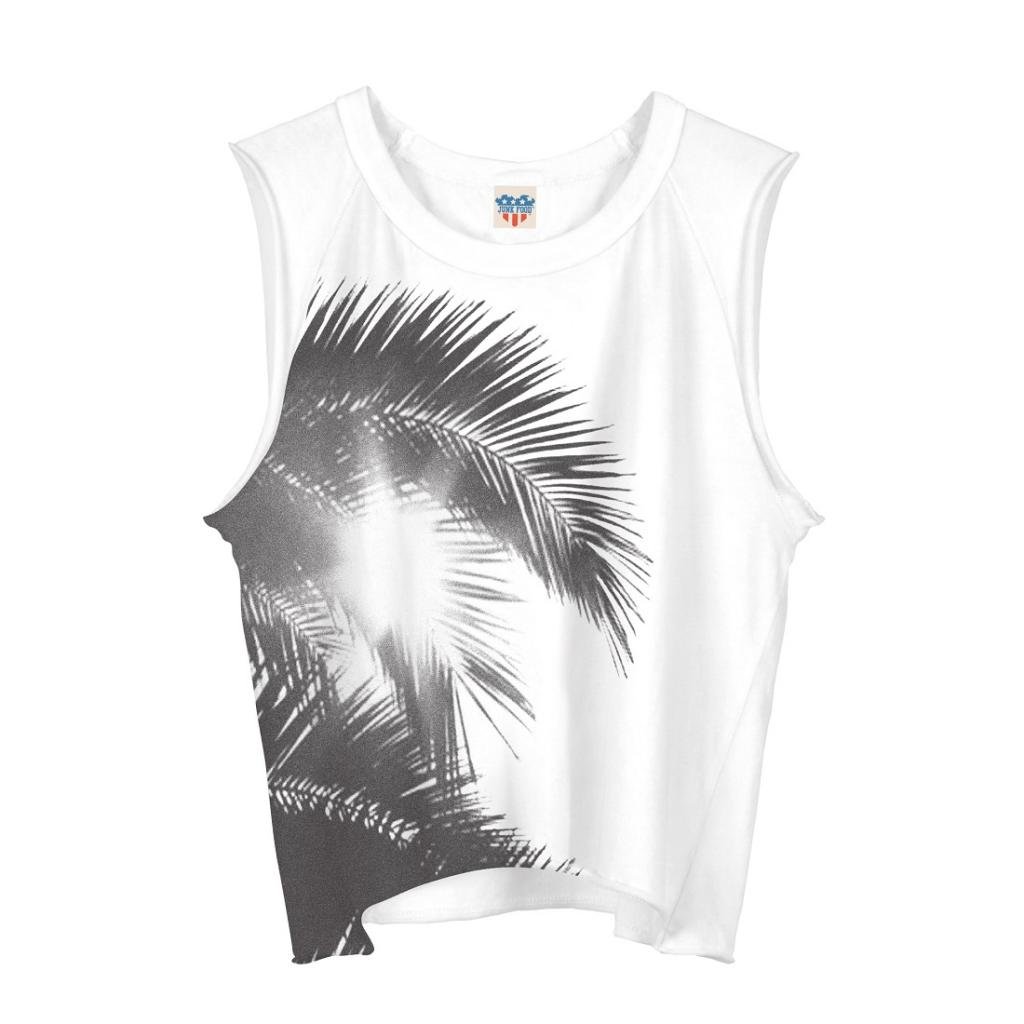 Trendy Junk Food Sunshine Palm Tree Juniors Muscle Tank Top - Casual Summer Wear for Teens & Girls - Perfect for Beach, Pool, and Vacation Outfits