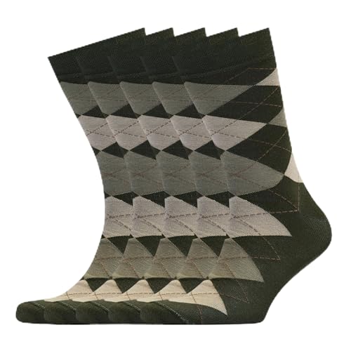Green Khaki (5-pairs Argyle)