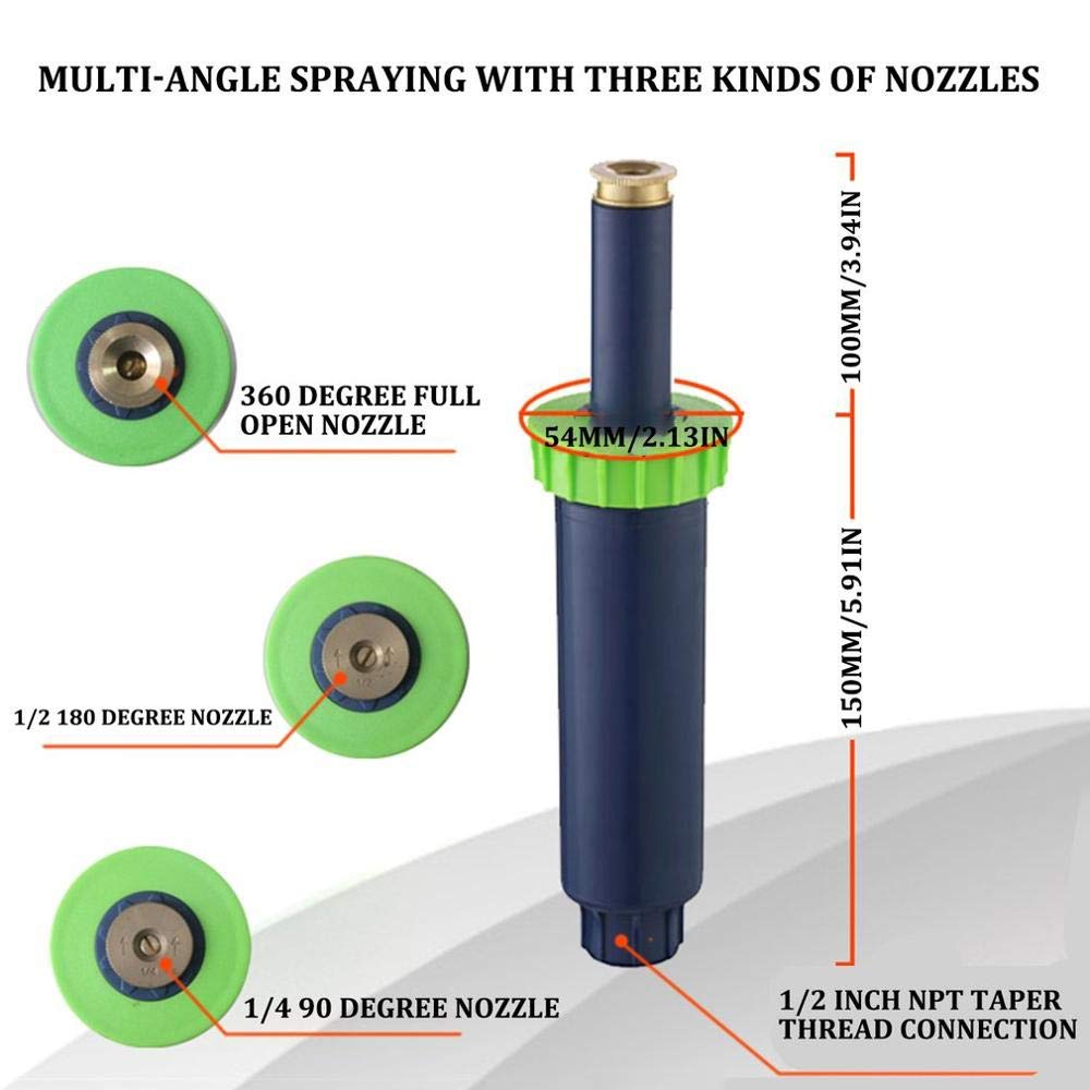 Automatic Retractable Lawn Sprinkler System - Blue Garden Watering Irrigation Tools with Buried Nozzles for Home & Yard | Perfect for Lawn Care, Flower Beds & Vegetable Gardens