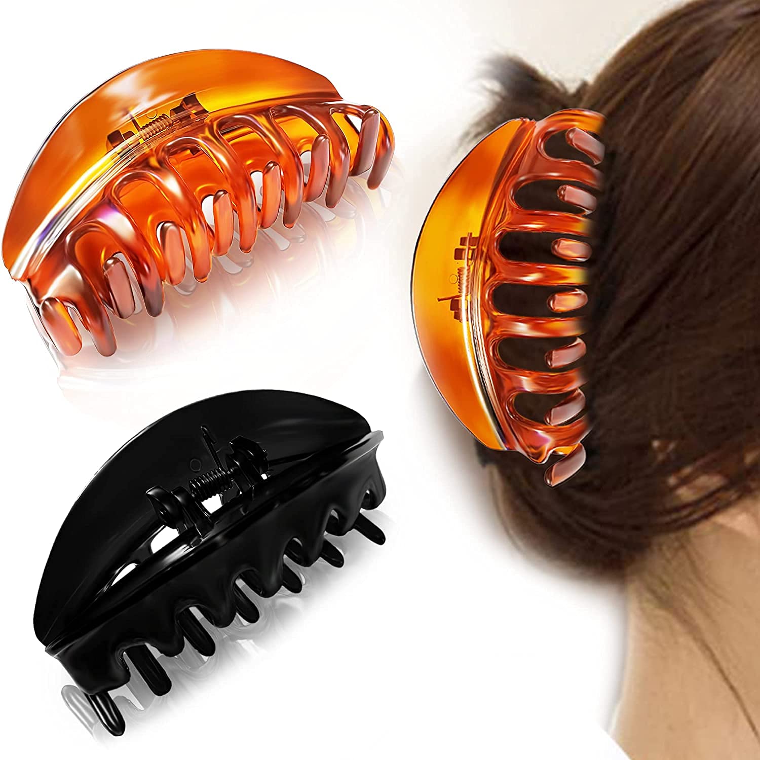 Stylish 2-Piece Jumbo Hair Clips for Women - Black & Brown Butterfly Juda Clips for Daily Use | Korean Hair Accessories for Work, School & Special Occasions