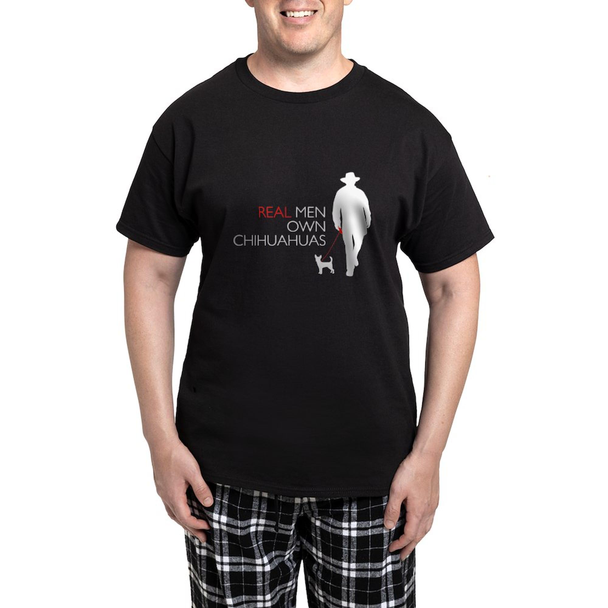 Real Men Own Chihuahuas Men's Dark Pajama Set - Comfortable Cotton Sleepwear for Lounge & Sleep | Funny Novelty Pajamas for Dog Lovers