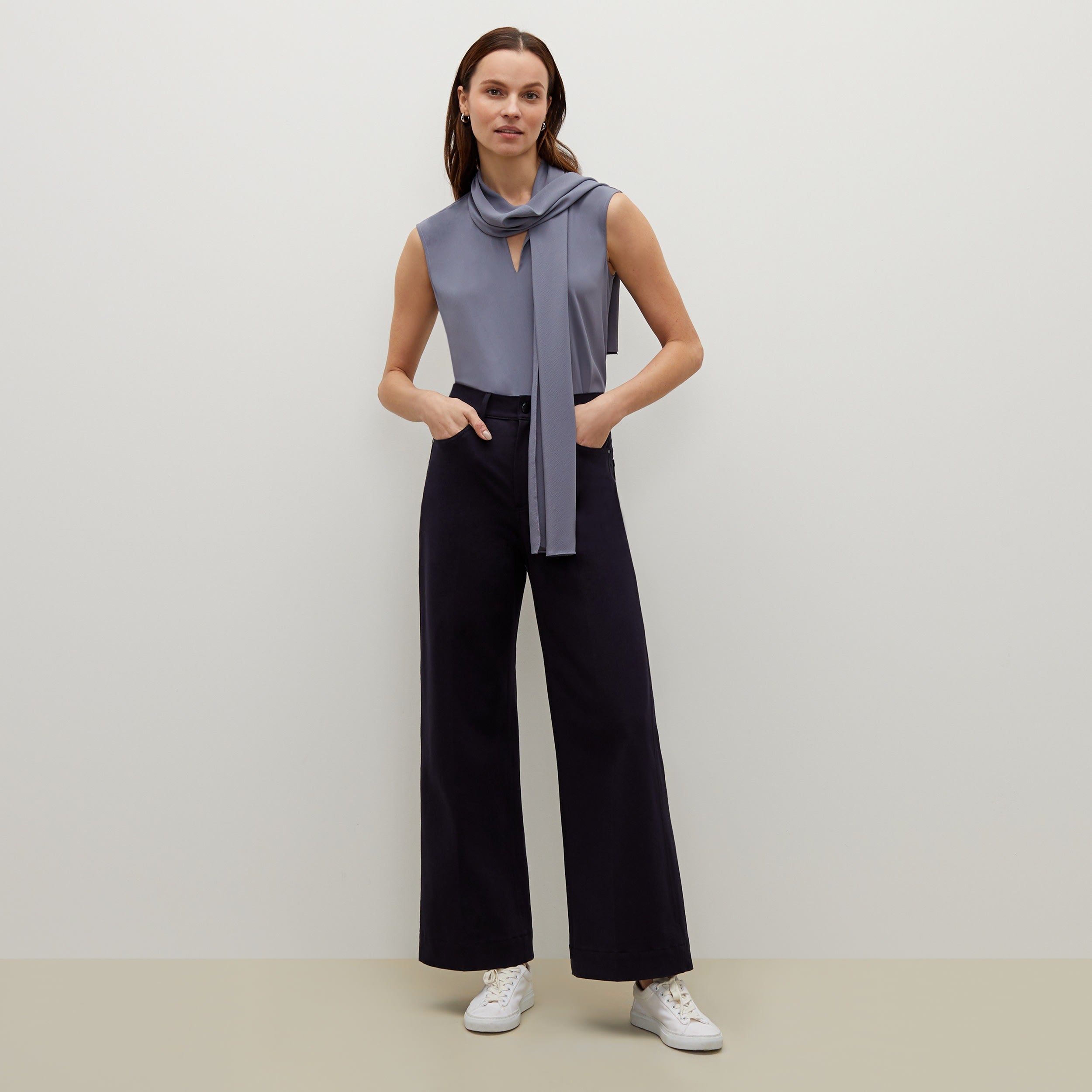 Milo Wide Leg Jeans for Women - Eco-Friendly Stretch Denim Pants in Dark Navy | Comfortable & Stylish for Casual Wear, Office & Travel