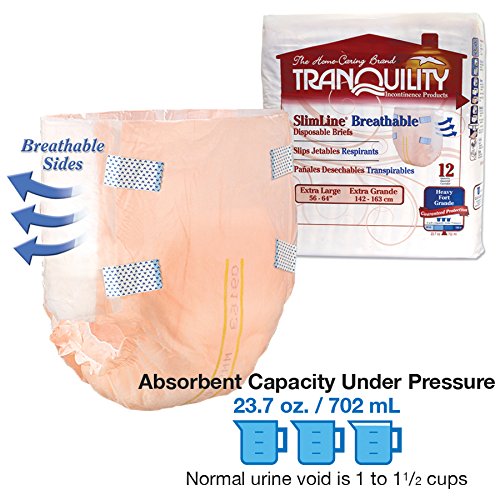 Tranquility Slimline Original Adult Disposable Briefs - XL Size (72 Count) - Premium Incontinence Protection for Day & Night Use - Ideal for Travel, Home Care, and Hospital Use