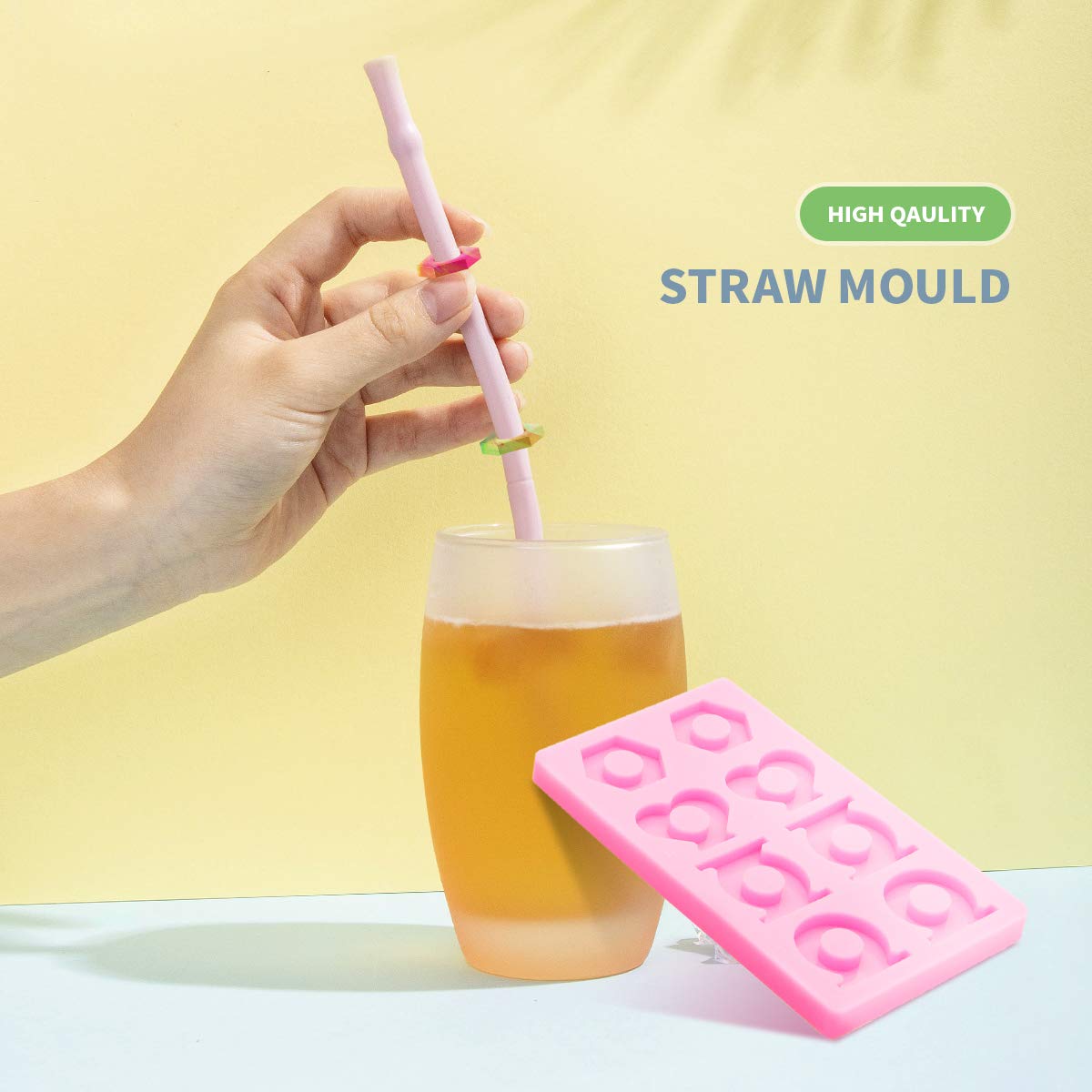 Shiny Glossy Silicone Straw Topper Molds - Heart & Circle Shapes for DIY Resin Crafts - Perfect for Epoxy Resin Casting, Straw Decorations, and Handmade Jewelry Making