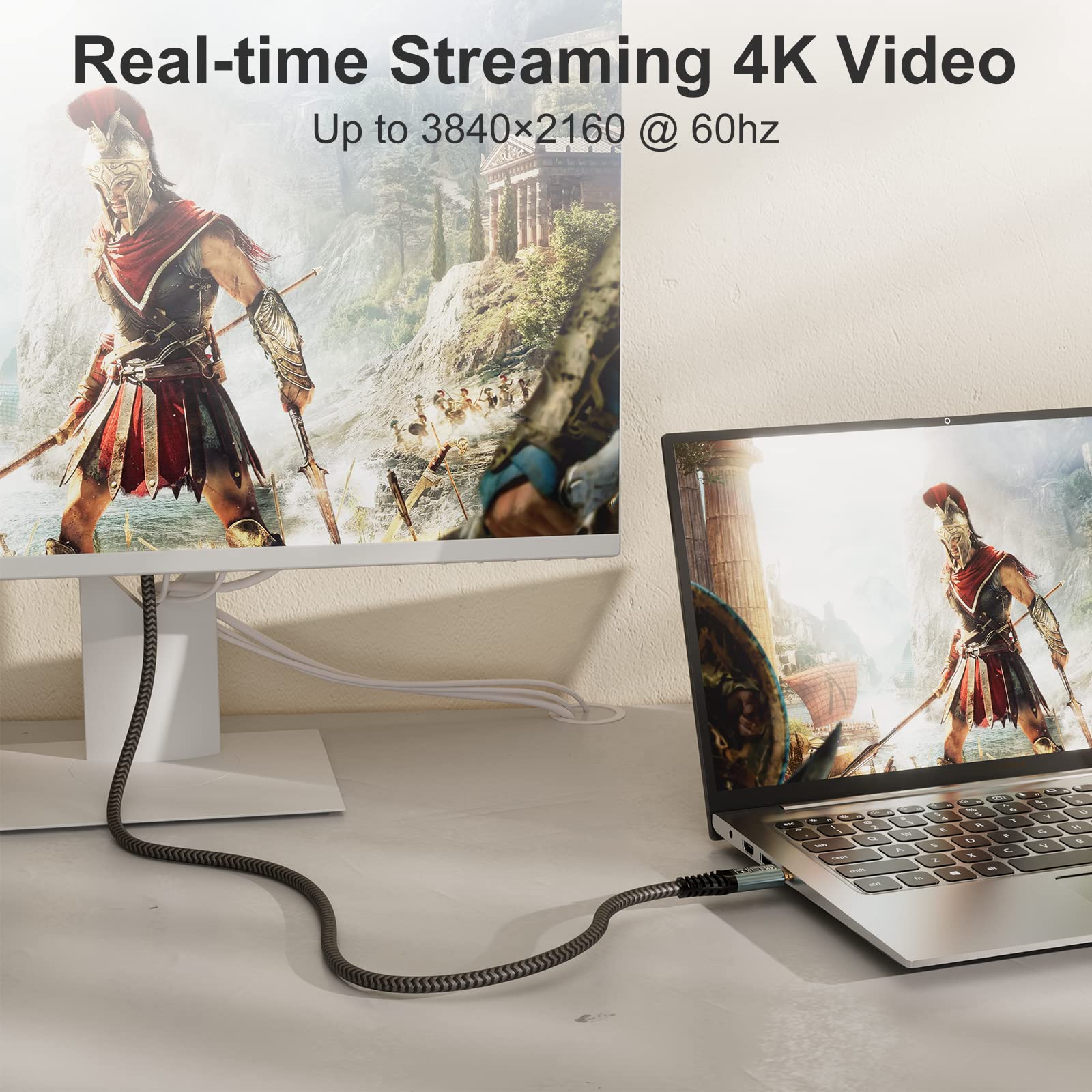 CAKOBLE 10ft USB C to USB C Cable 3.2 Gen 2, 100W Fast Charging & 4K@60Hz Video Transmission, Compatible with MacBook Pro, Samsung Galaxy, Huawei - Perfect for Home, Office & Travel Charging