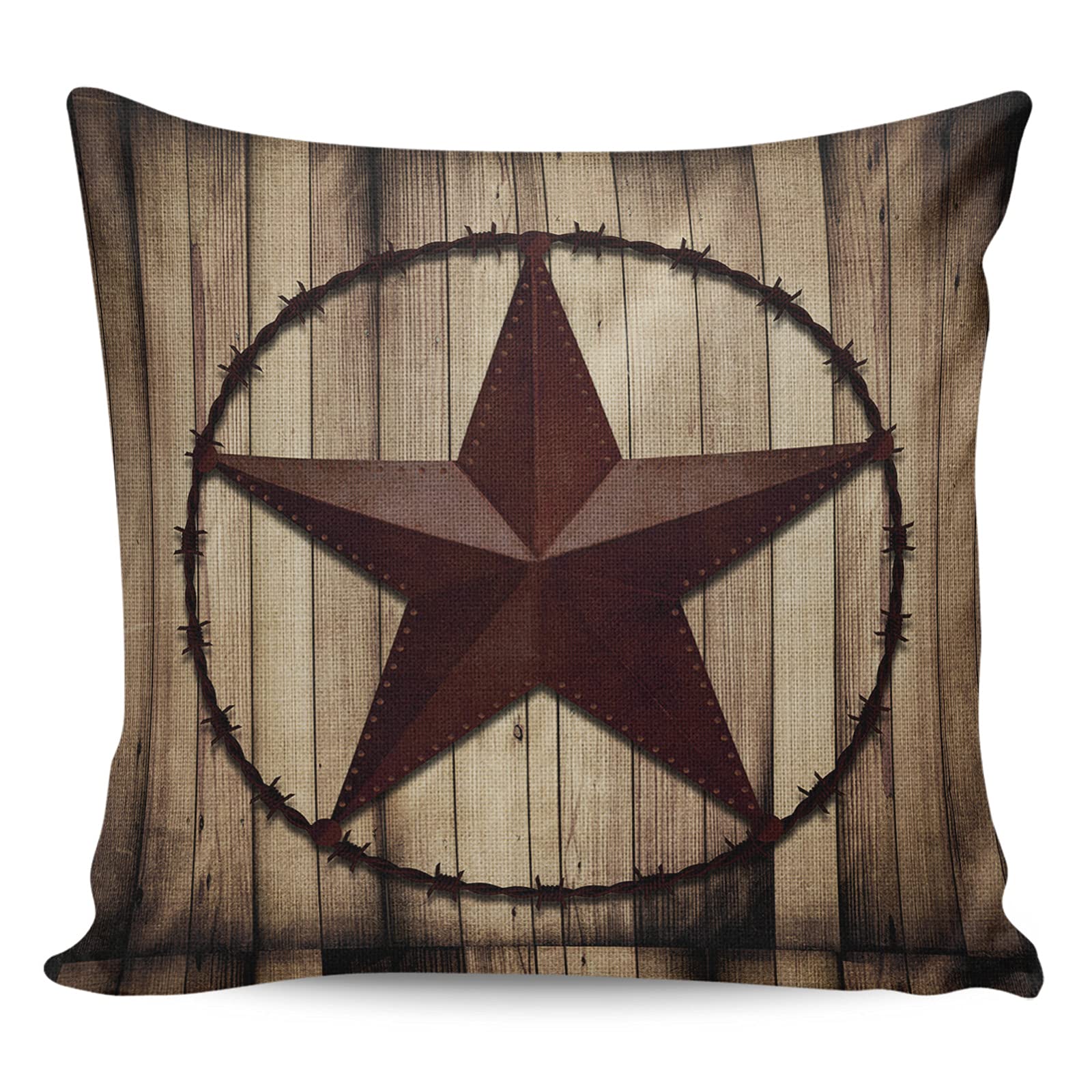 CHARMHOME 18x18 Inch Southwestern Texas Star Throw Pillow Covers - Rustic Wood Board Square Cushion Cases for Couch, Sofa & Bed Decor | Perfect for Living Room, Bedroom & Home Accent