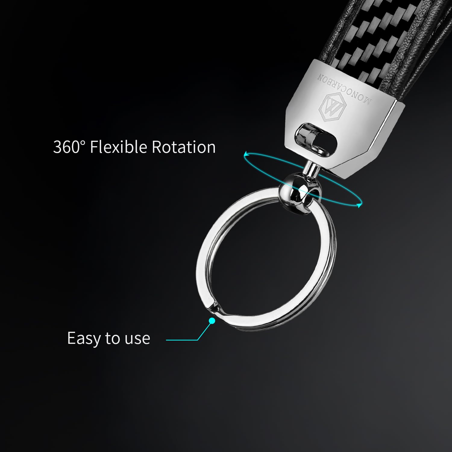 Premium MONOCARBON Real Carbon Fiber Keychain Clip with Ring - Slim Luxury Carabiner for Men's Keys | Durable EDC Keychain Gift for Husband, Boyfriend & Car Enthusiasts | Perfect for Everyday Carry, Key Organization & Vehicle Accessories