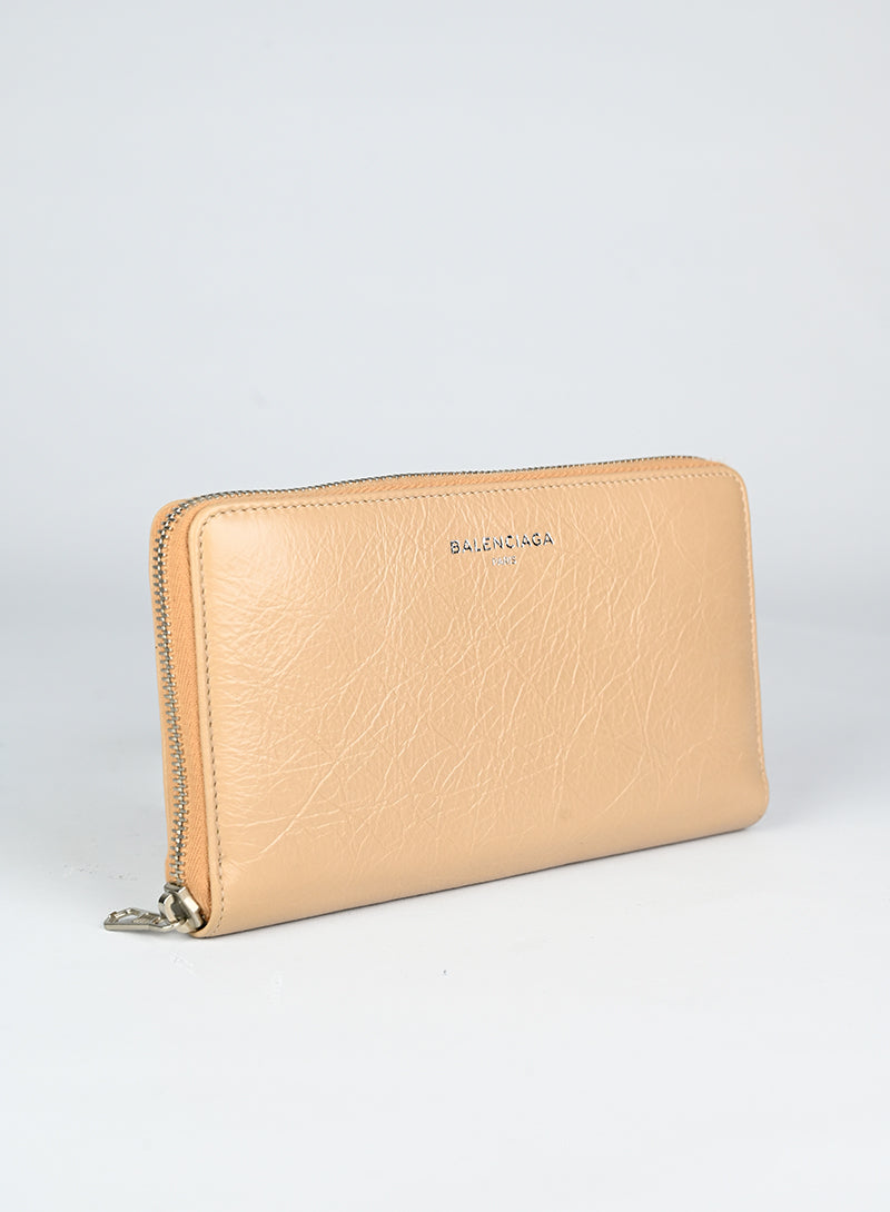 Balenciaga Beige Leather Wallet for Men & Women | Luxury Designer Bifold Wallet | Perfect for Everyday Use, Travel & Gifting