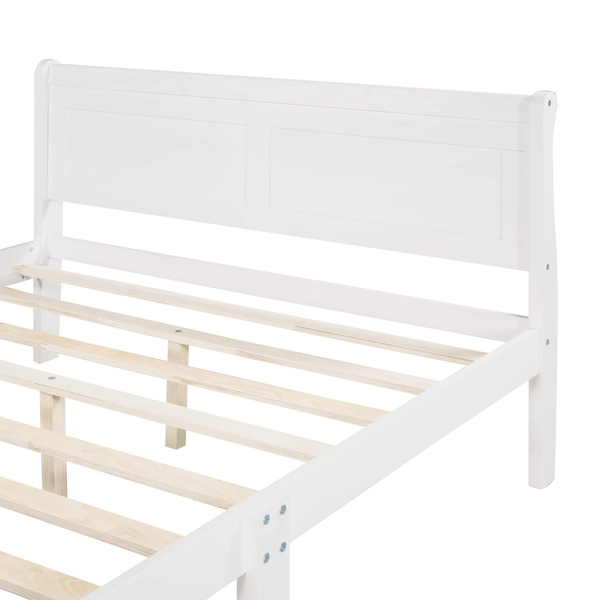 P PURLOVE Solid Wood Queen Size Bed Frame with Headboard & Footboard - Sleigh Style Platform Bed, No Box Spring Needed, Espresso Finish - Perfect for Master Bedroom, Guest Room & Modern Farmhouse Decor