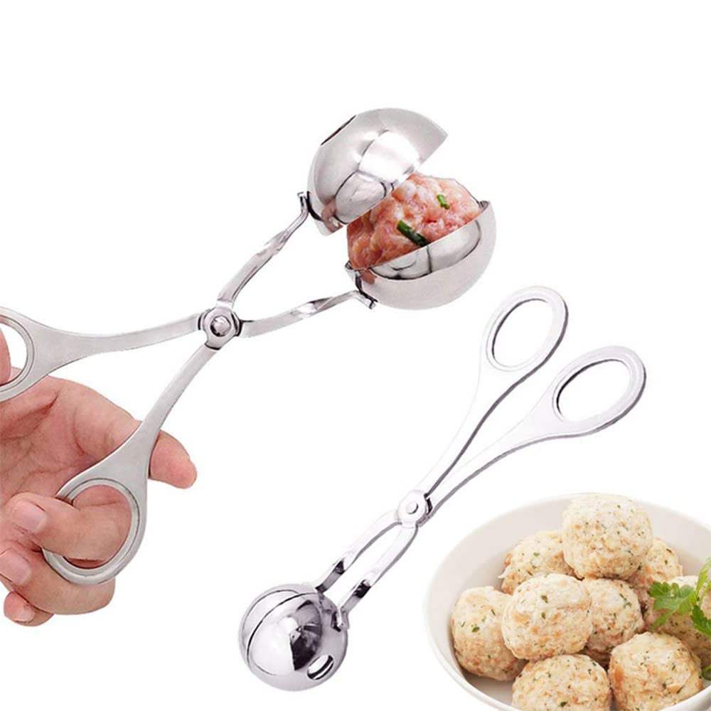 2-Pack Stainless Steel Meatball Scoop Maker - Non-Stick Meat Baller Tool for Perfect Meatballs, Cakes, Ice Cream & Fruit Melon Balls | Ideal for Cooking, Baking & Food Prep