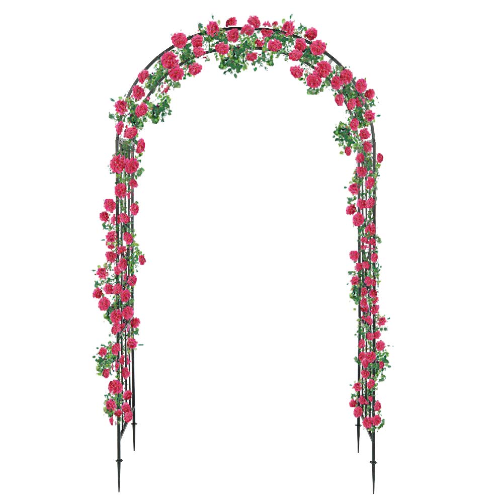 Elegant Wrought Iron Garden Arch with Arc Roof - Perfect for Patio, Wedding Ceremony, Bridal Party & Climbing Plants Decor - Amebee Metal Arbor Trellis for Outdoor & Indoor Use